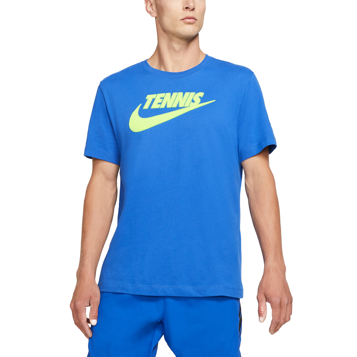 royal blue and volt nike shirt