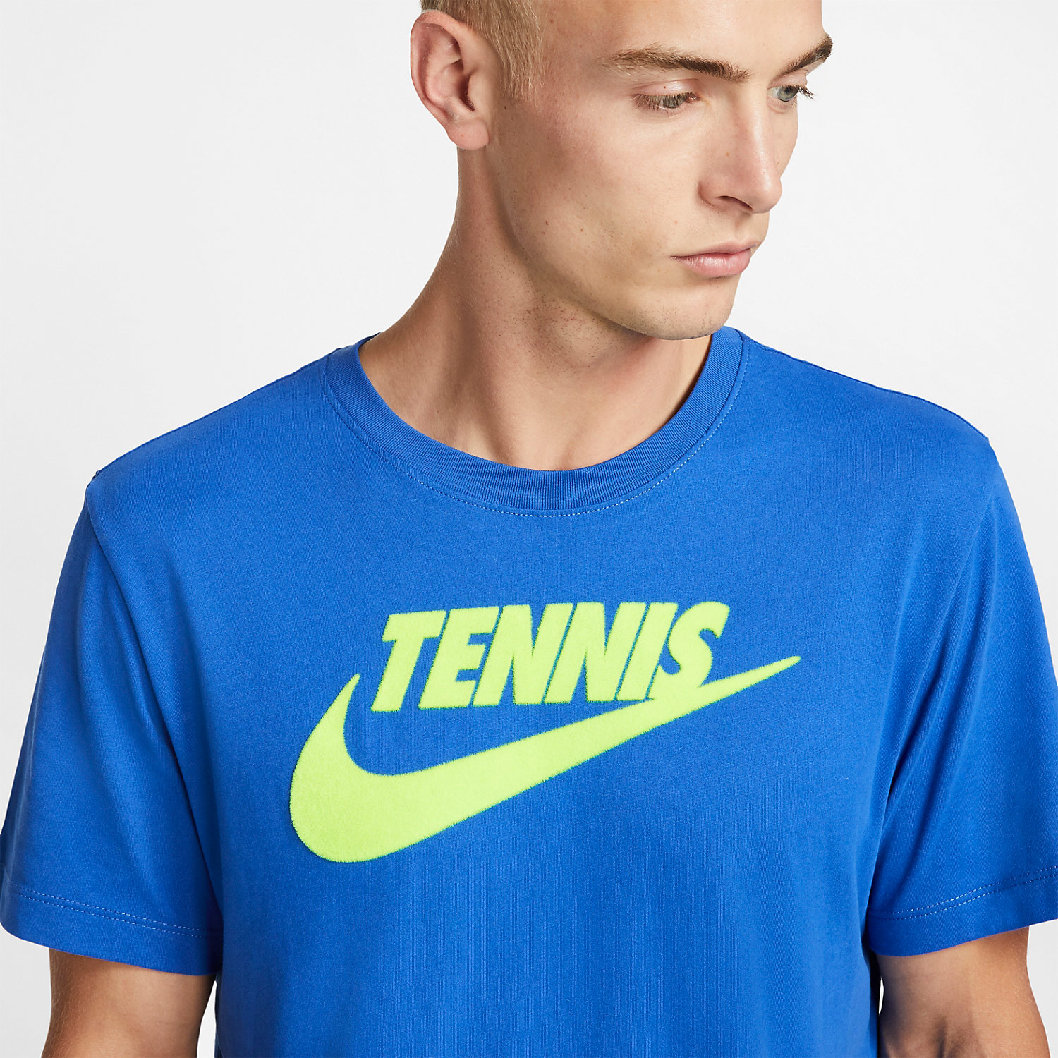 royal blue and volt nike shirt