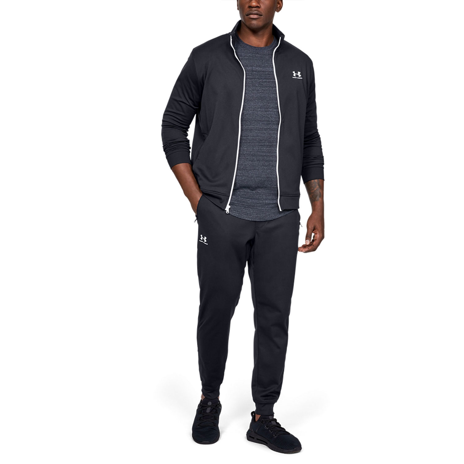 Under Armour Sportstyle Tricot Pantalones - Black/White