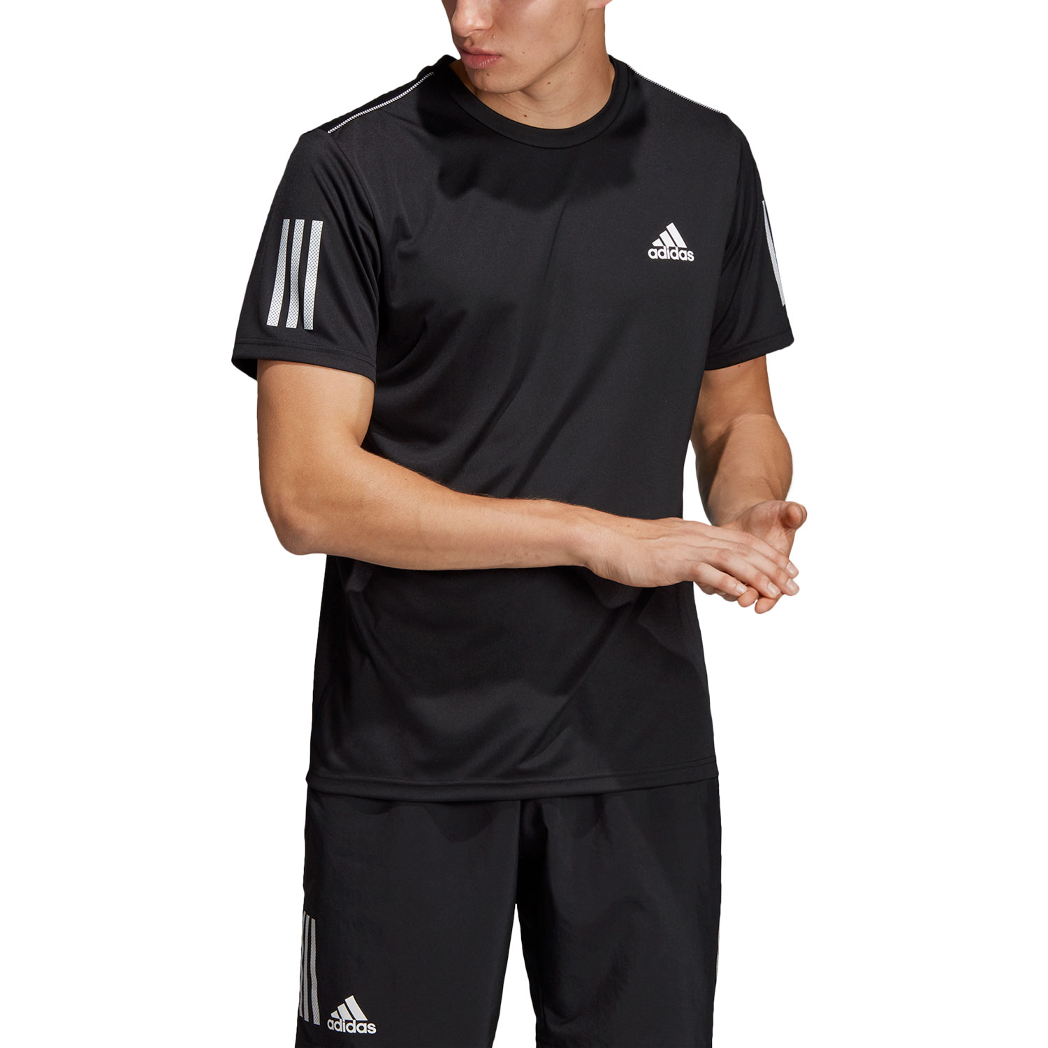 adidas Club 3 Stripes Camiseta Tenis Hombre - Black/White