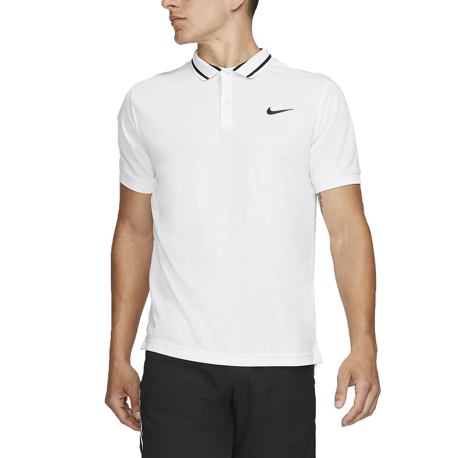 white dri fit polo