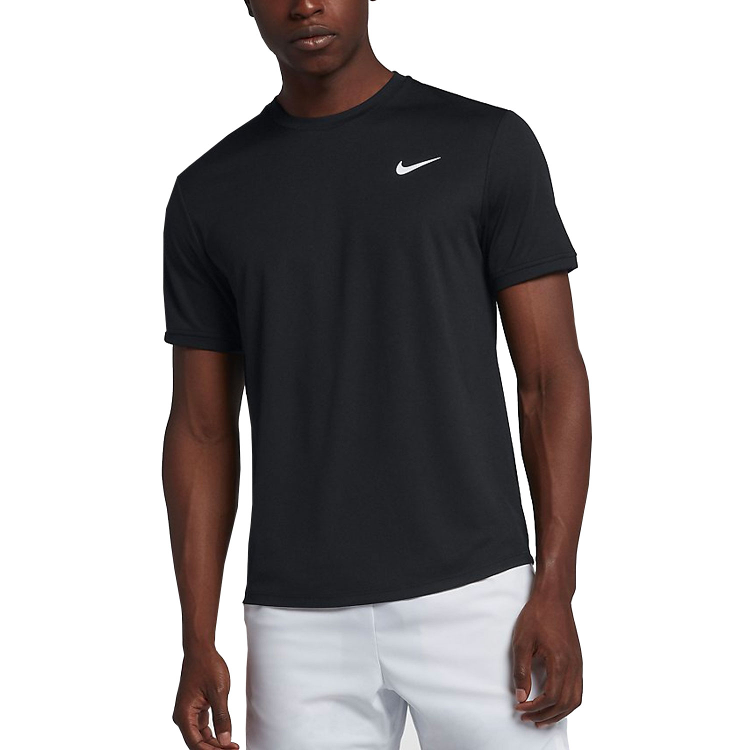 Nike Court Dry Maglietta da Tennis Uomo - Nero/Bianco