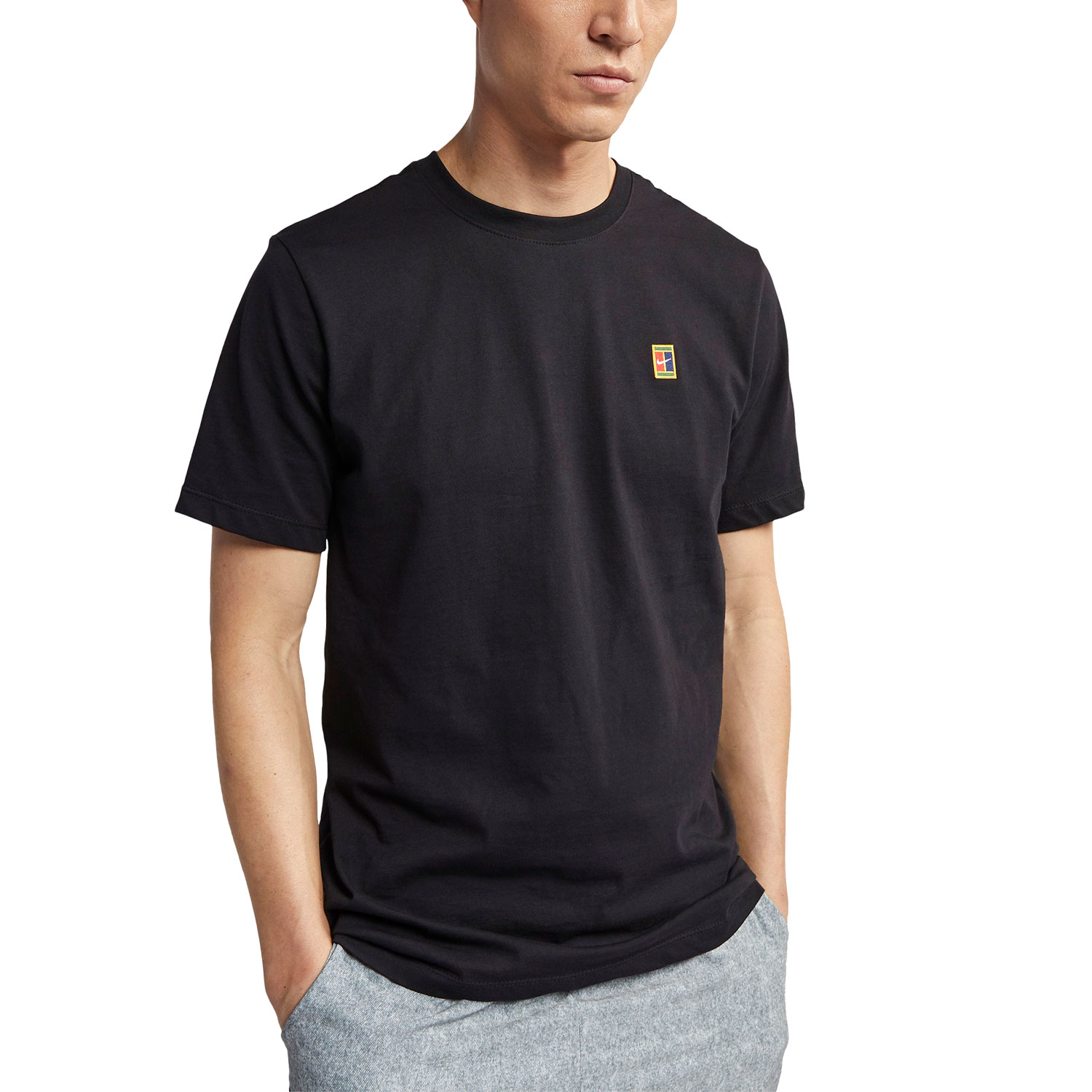 nike court t shirt black