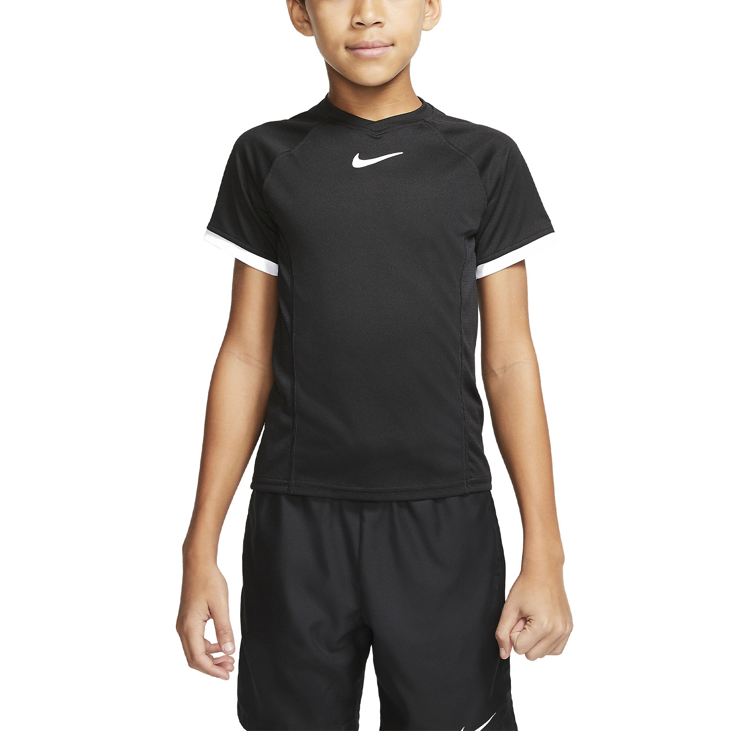 Nike Court Dri-FIT Maglietta da Tennis Bambino - Black/White