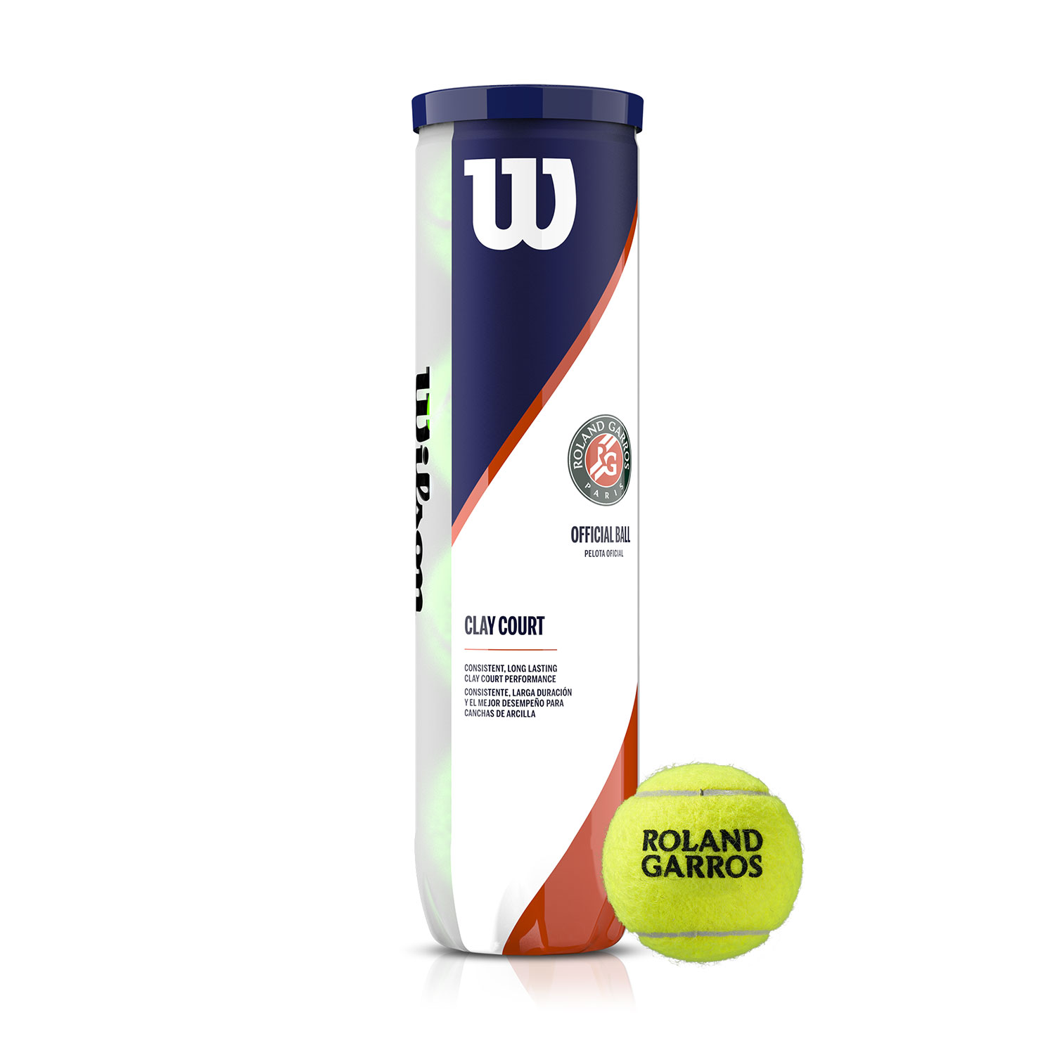 Wilson Roland Garros Clay Court Tubo de 4 Pelotas de Tenis