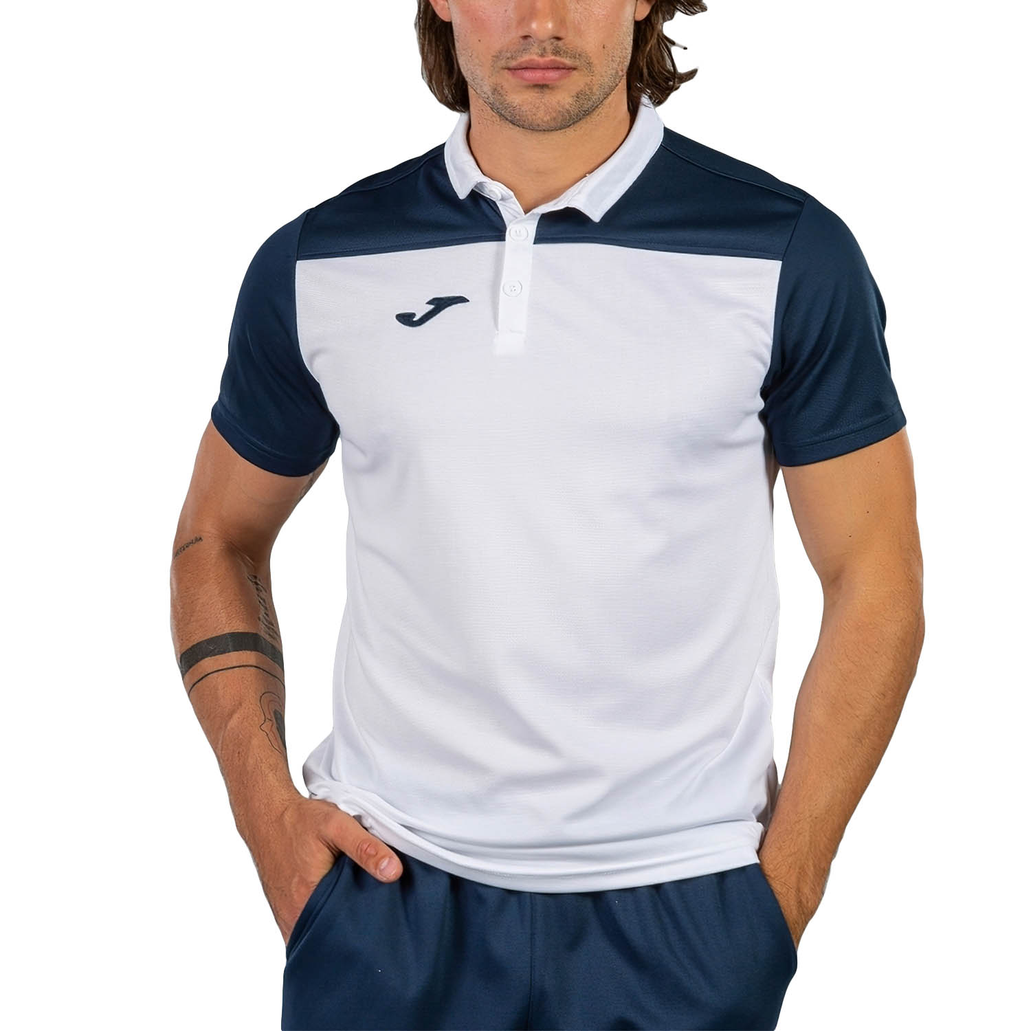 Joma Crew III Polo - White/Dark Navy