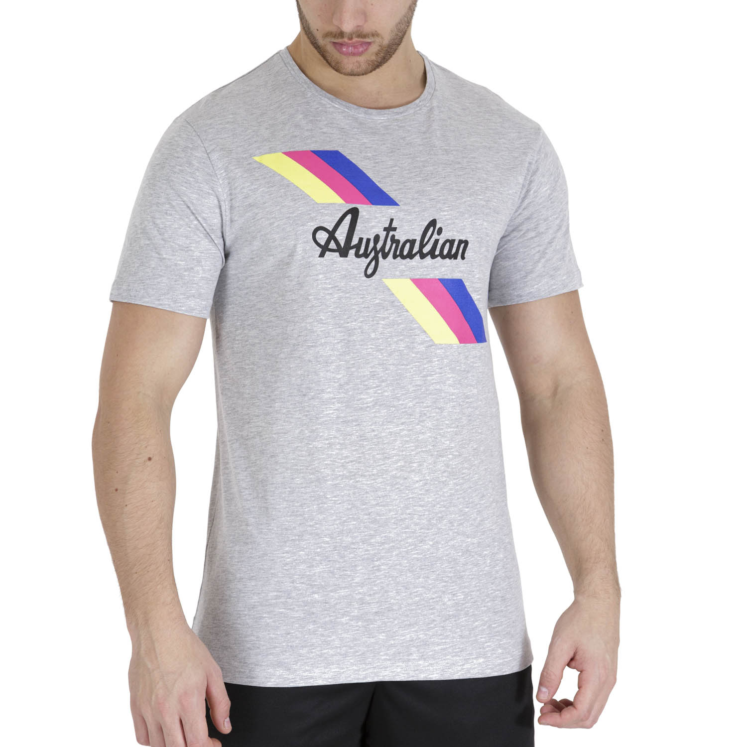 Australian Lines Graphic Men's Tennis T-Shirt Grigio Melange