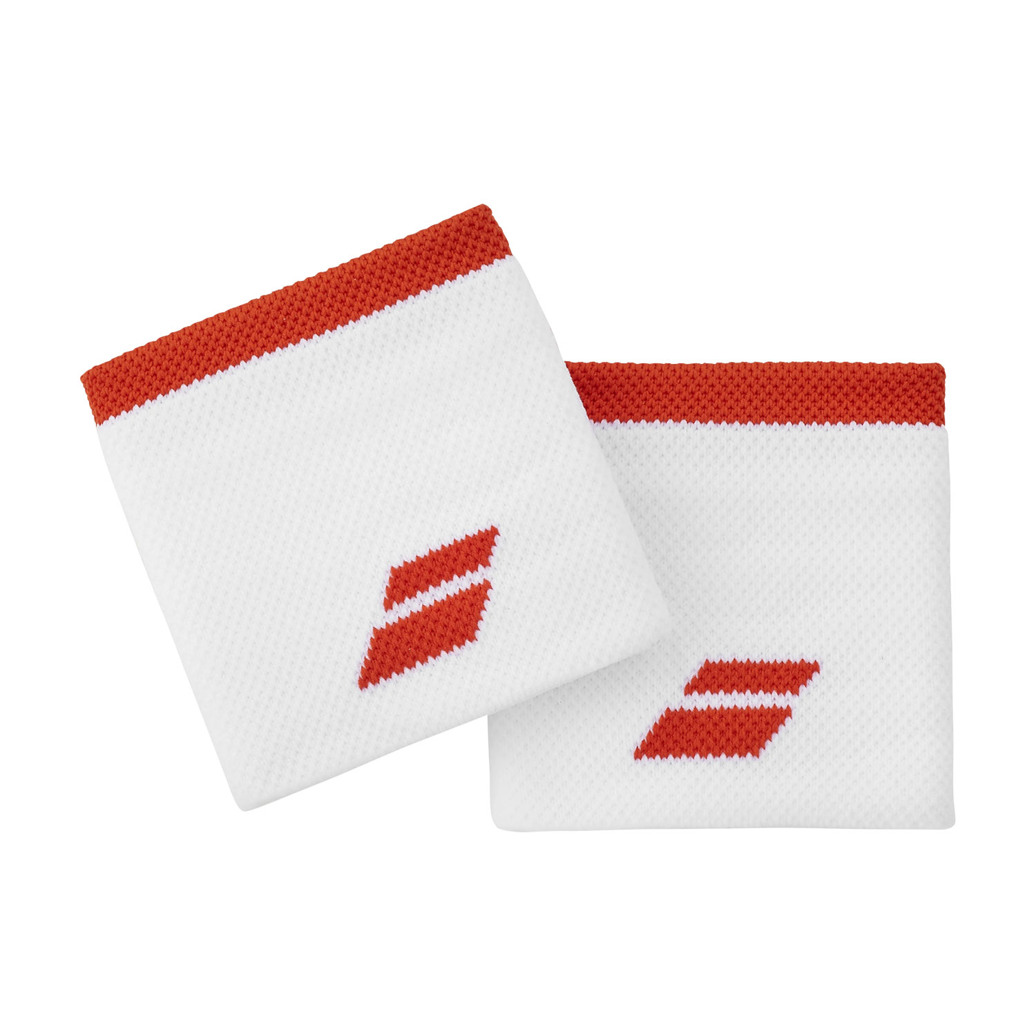 Babolat Logo Small Wristbands - White/Fiesta Red