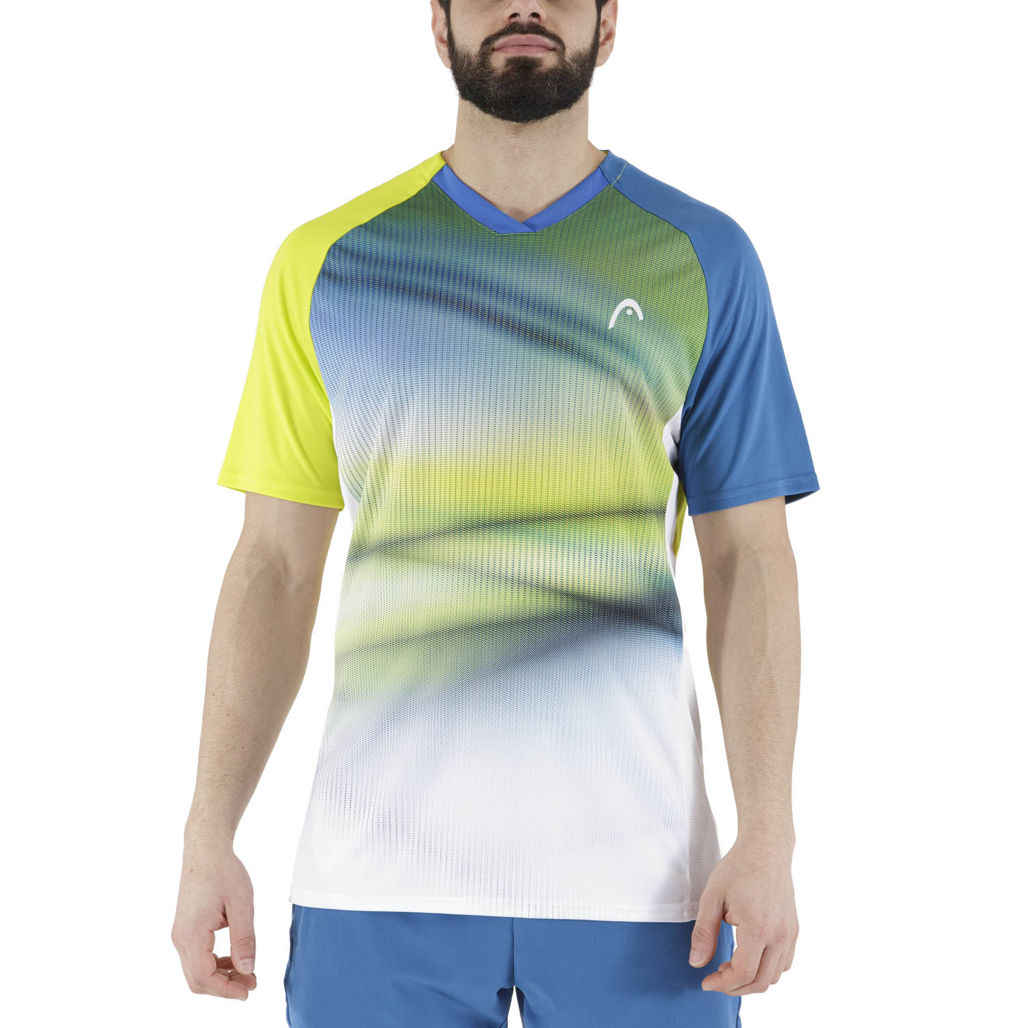 Head Striker Camiseta de Tenis Hombre - Yellow/Print Vision