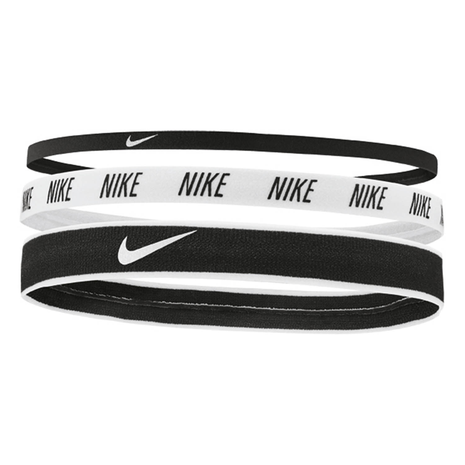 Nike Logo x 3 Mini Hairbands - Black/White