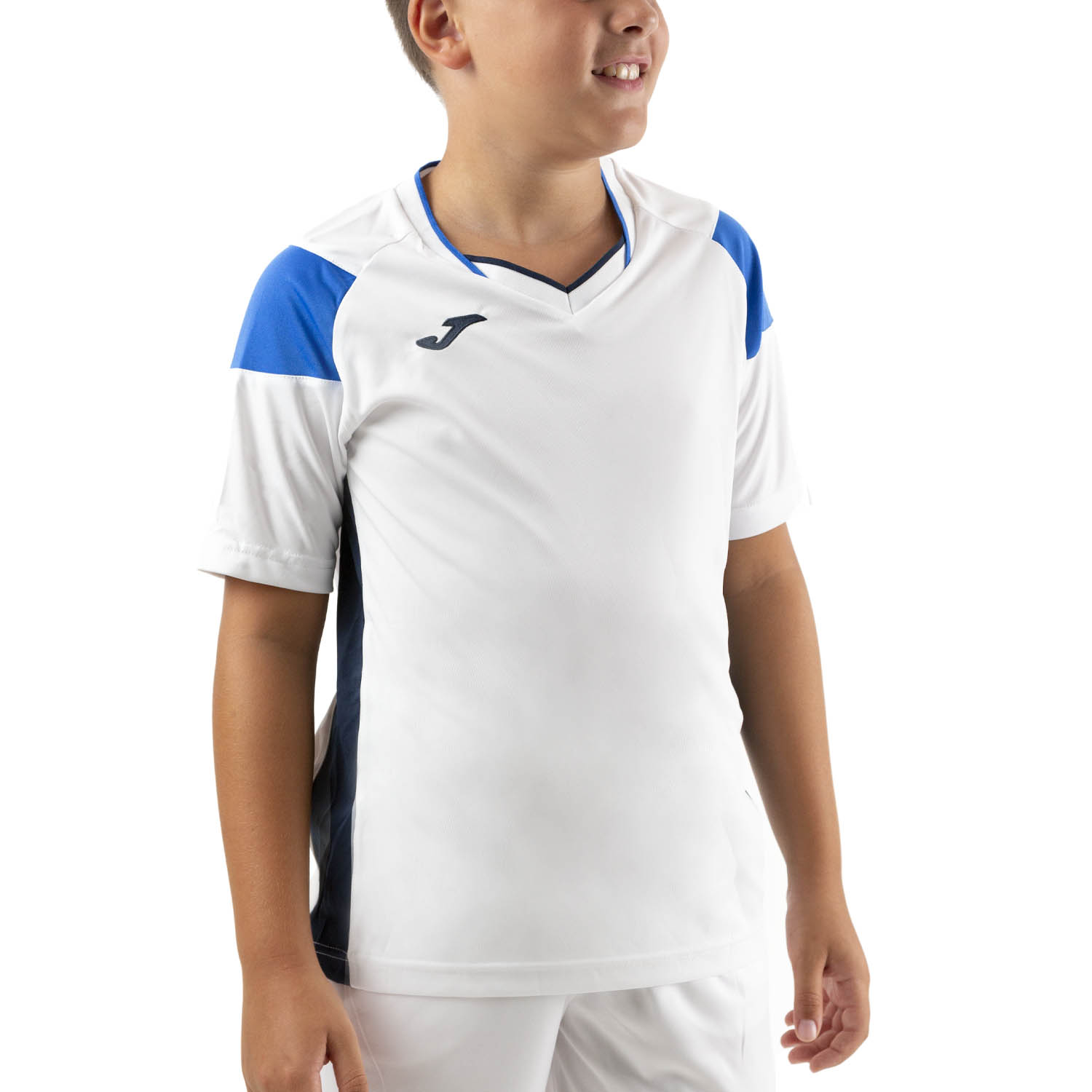 Joma Crew III Camiseta Niño - White/Dark Navy/Royal