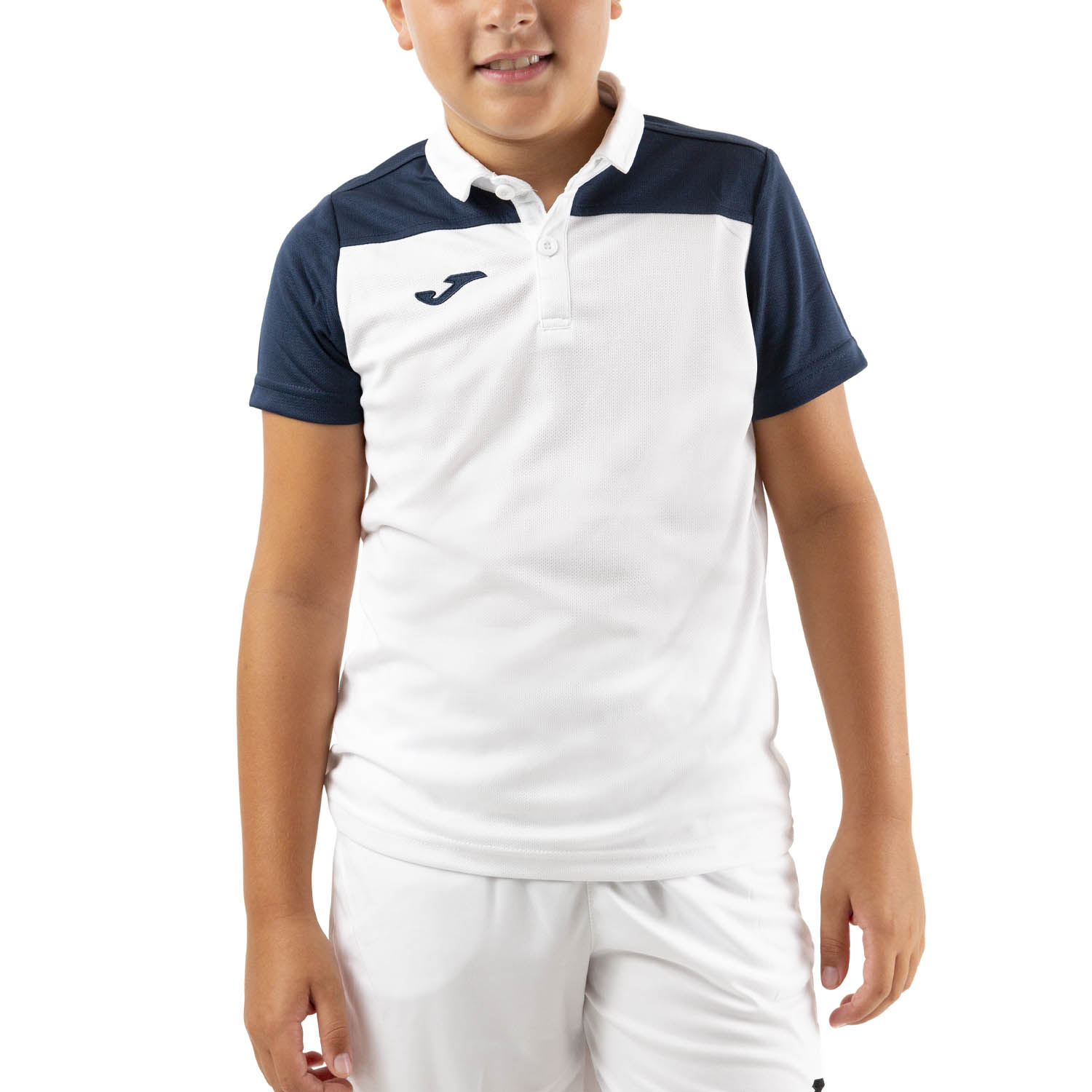 Joma Crew III Polo Boys - White/Dark Navy