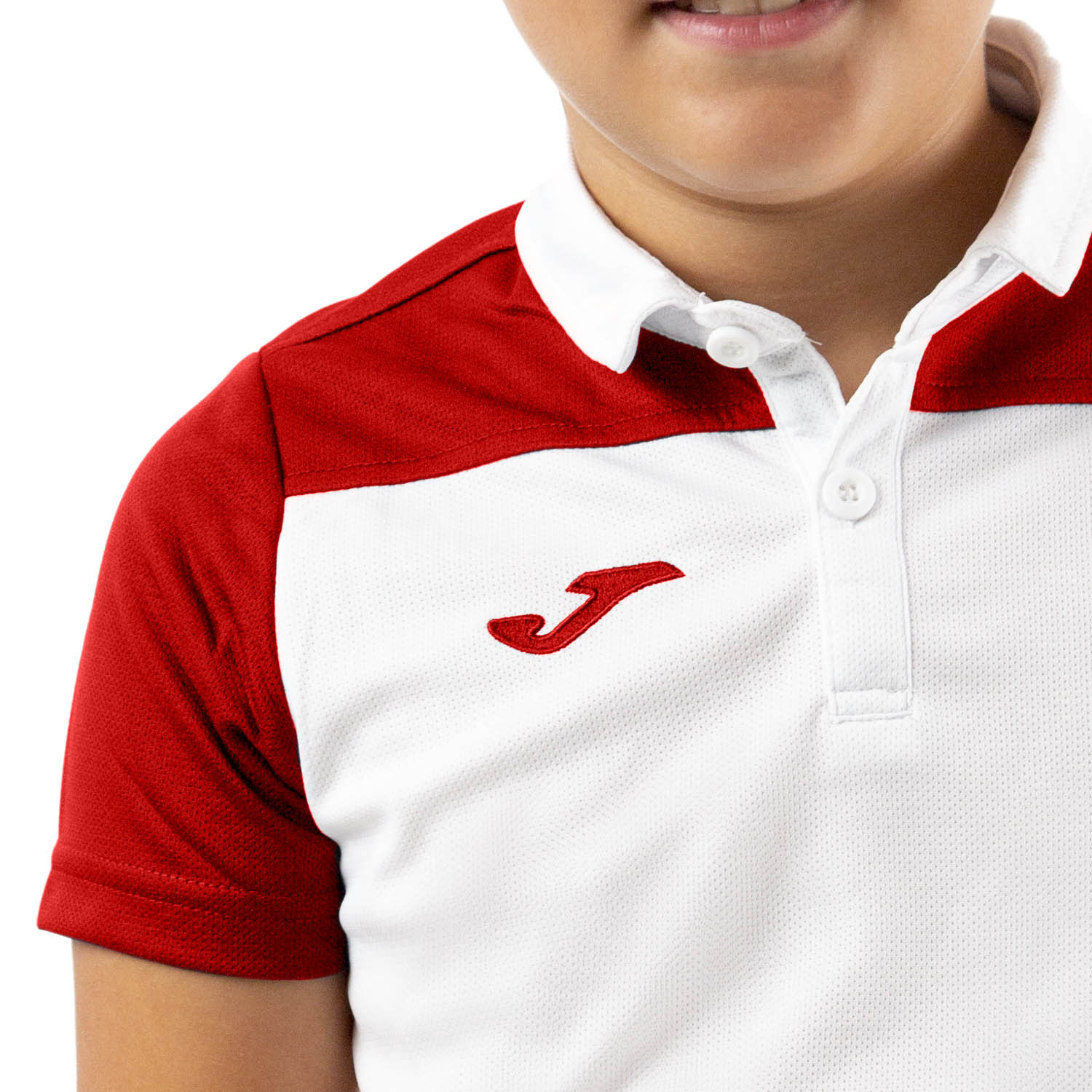 Joma Crew III Polo Boys - White/Red