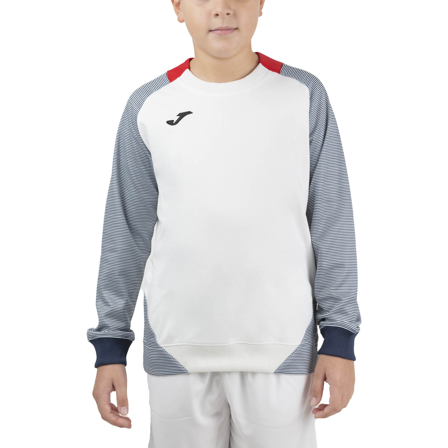 Joma Essential II Sweatshirt Boys - White/Red/Dark Navy