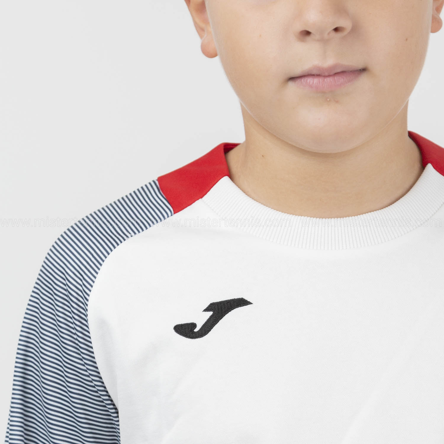 Joma Essential II Sweatshirt Boys - White/Red/Dark Navy