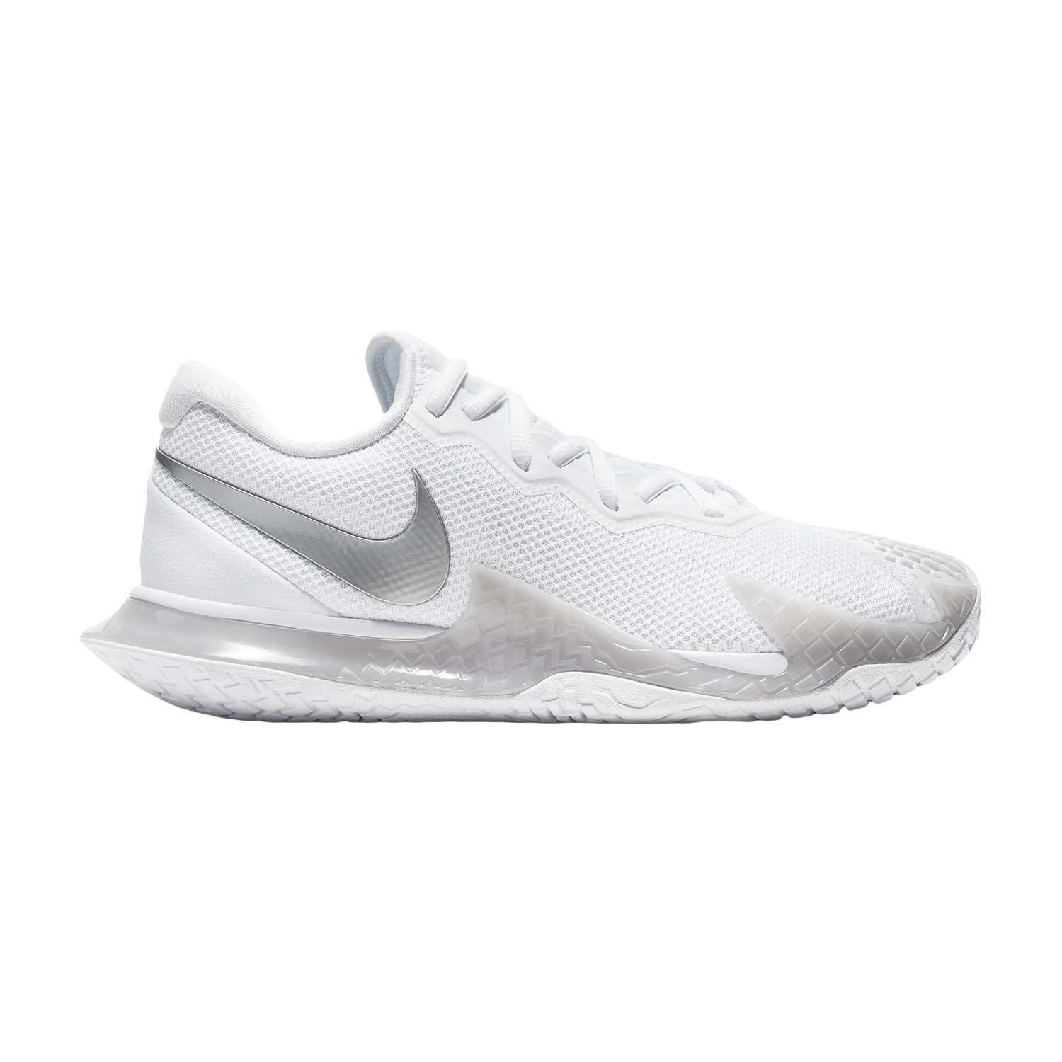 nike women's air zoom vapor x tennis shoes white and metallic silver