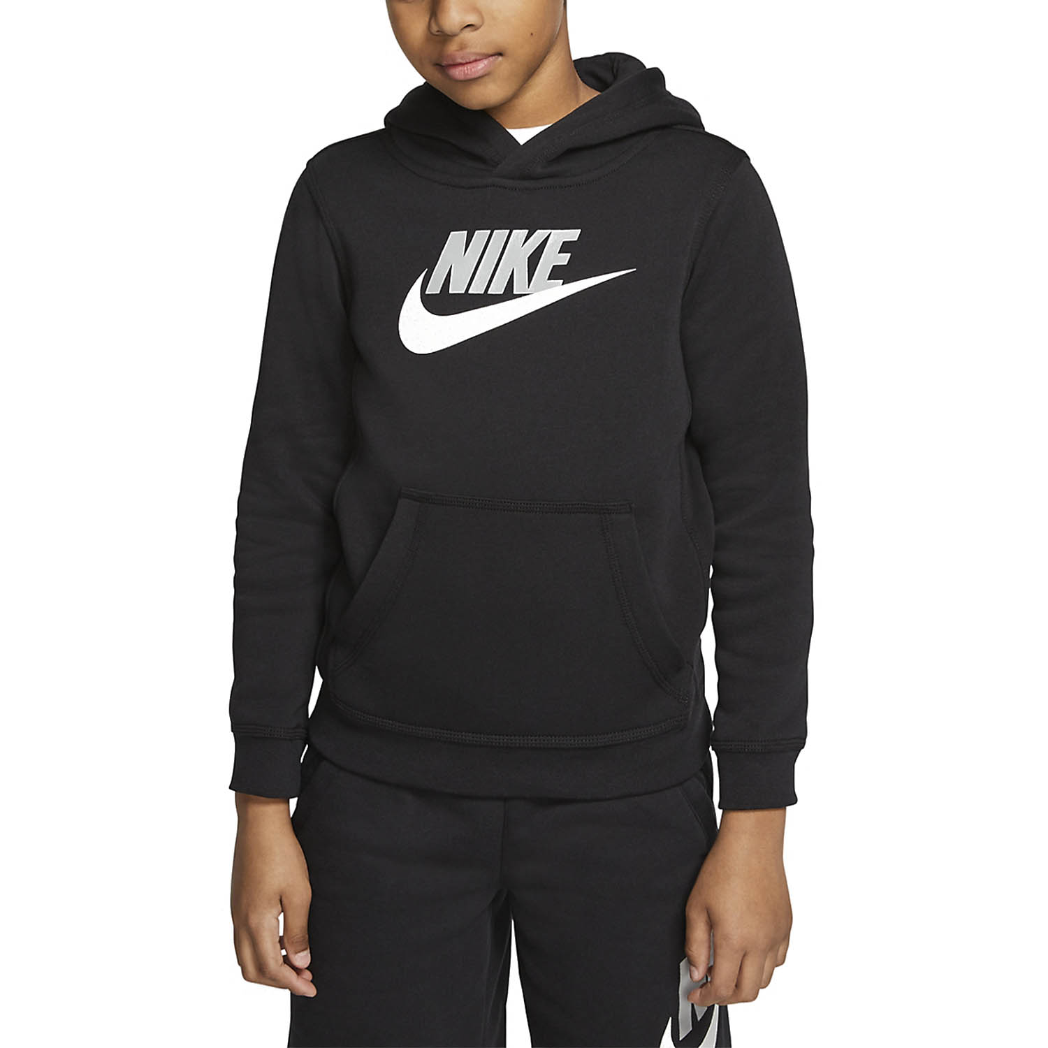 nike club fleece boy s tennis hoodie black light smoke grey