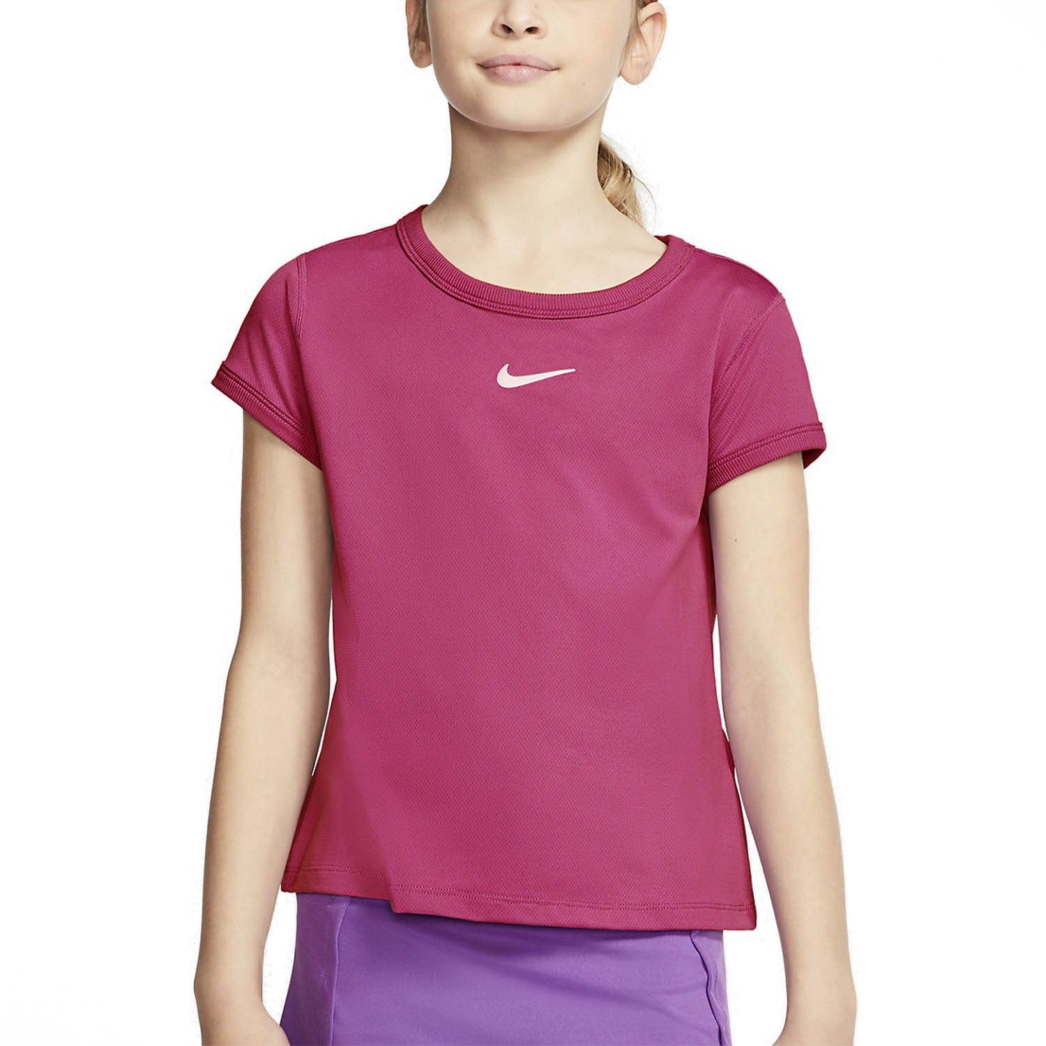 Nike Court Dri-FIT Girl's Tennis T-Shirt - Vivid Pink/White