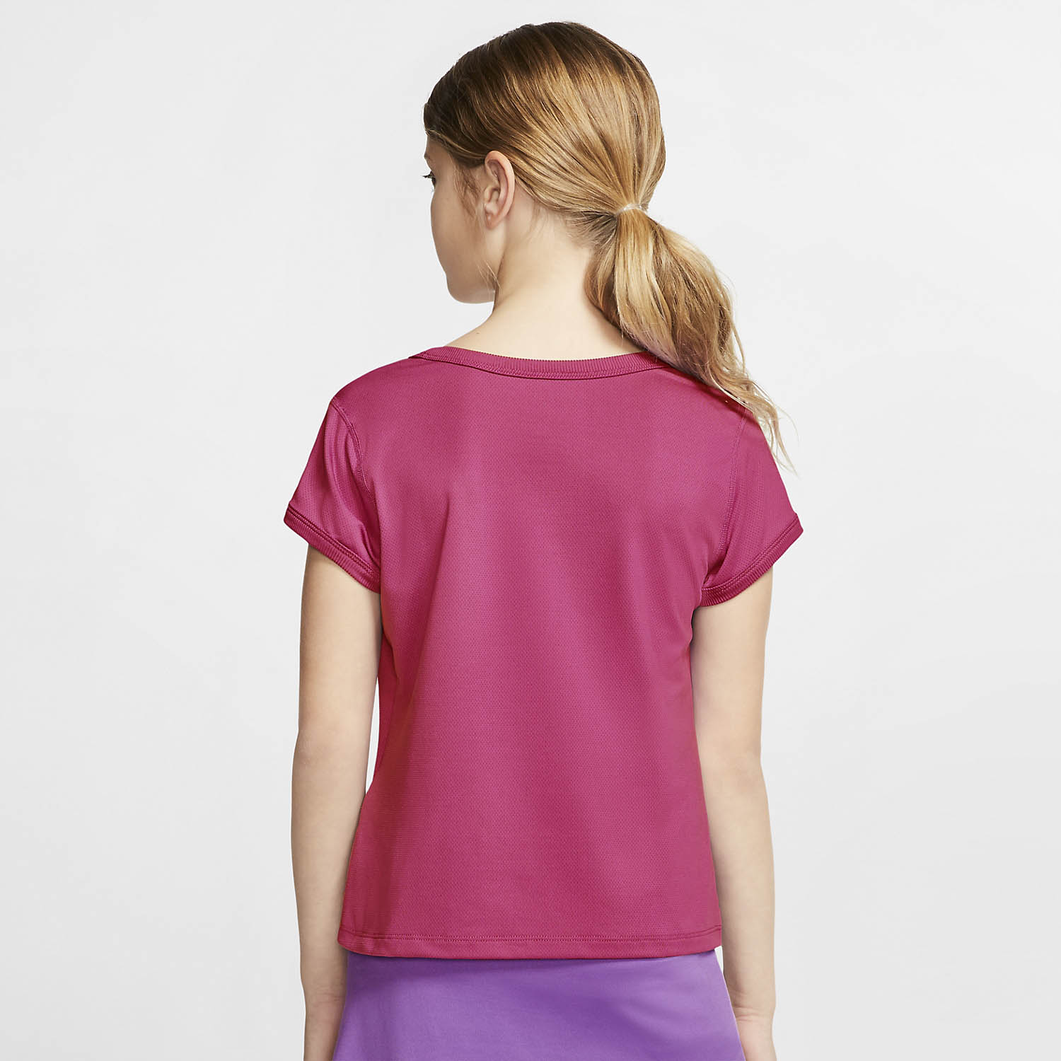 Nike Court Dri-FIT Girl's Tennis T-Shirt - Vivid Pink/White