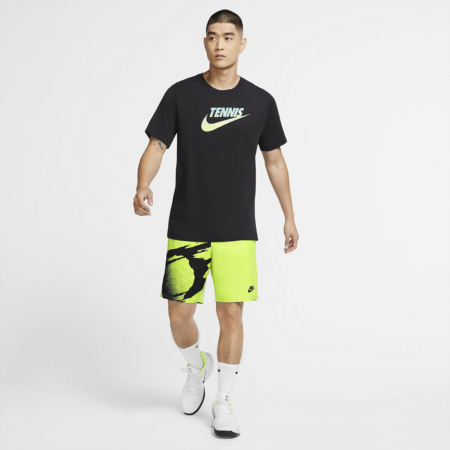 Nike Court Slam 8in Men's Tennis Shorts - Hot Lime/Black