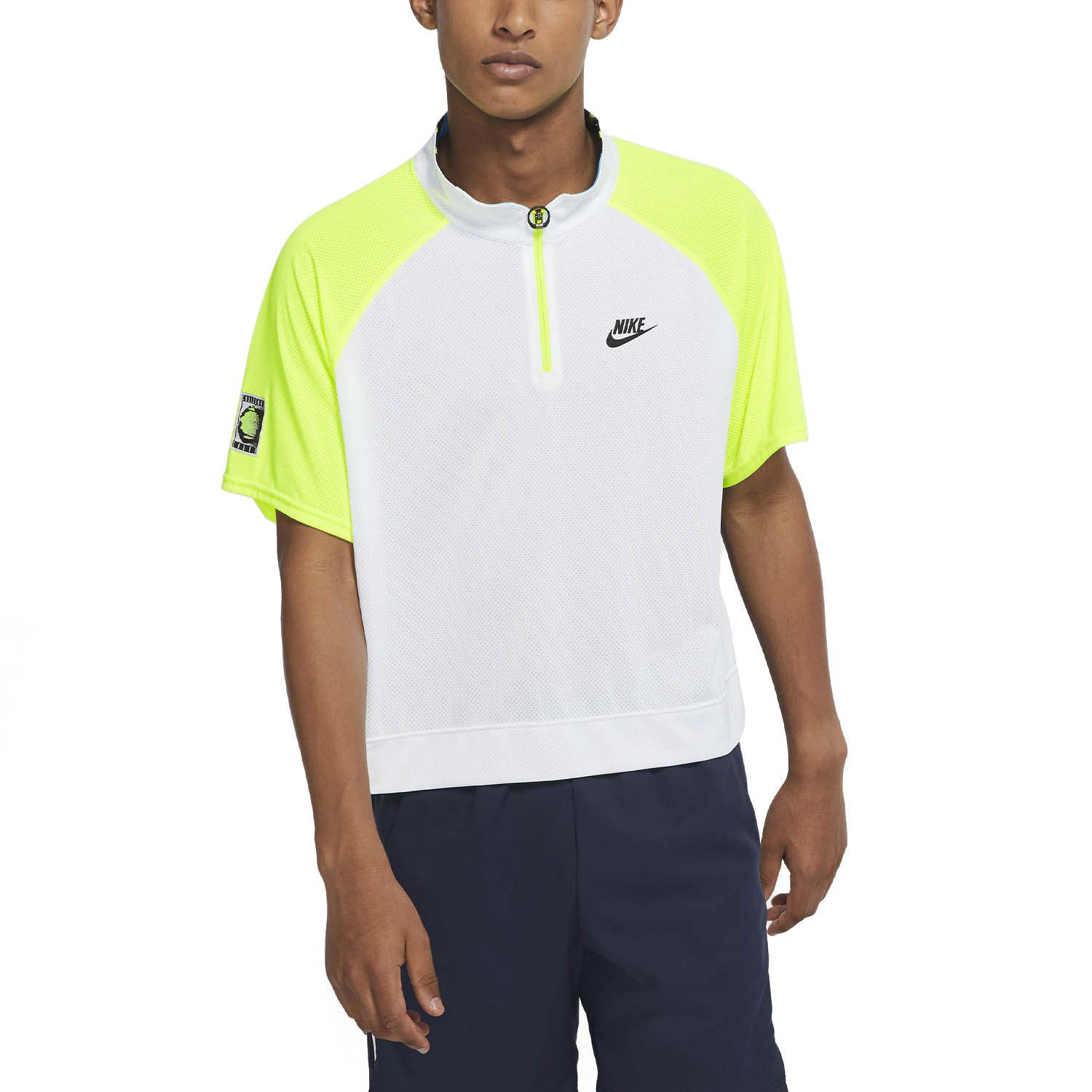 Nike Court Slam Polo da Tennis Uomo - White/Hot Lime