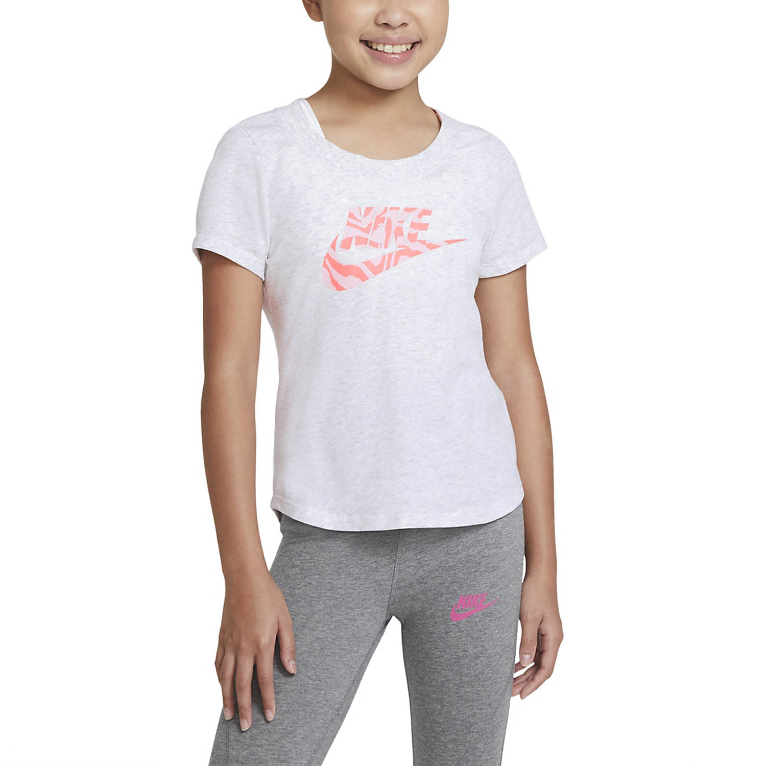 Nike Scoop Sportswear Girl's Tennis T-Shirt Birch Heather