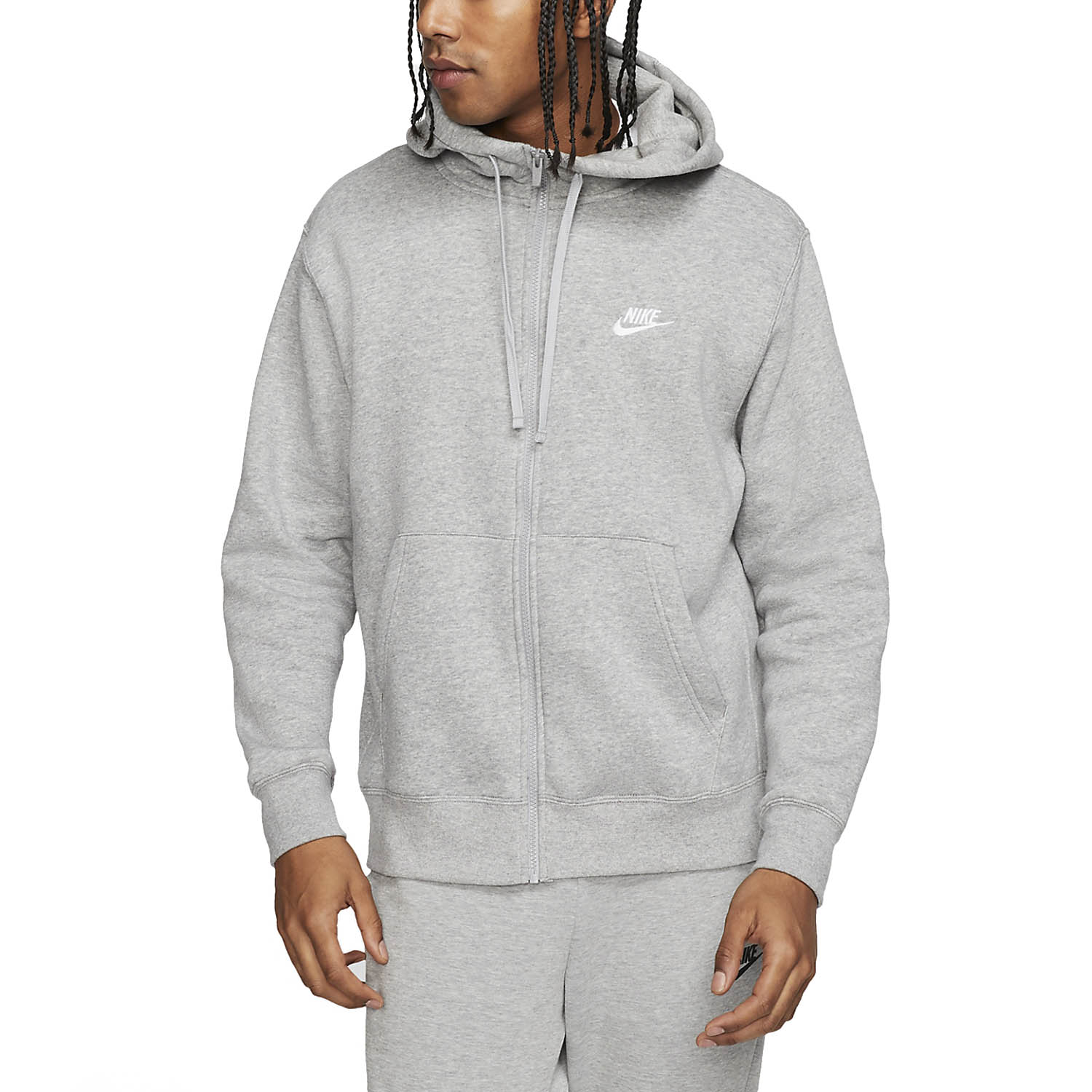 nike men's sportswear club fleece hoodie dark grey heather