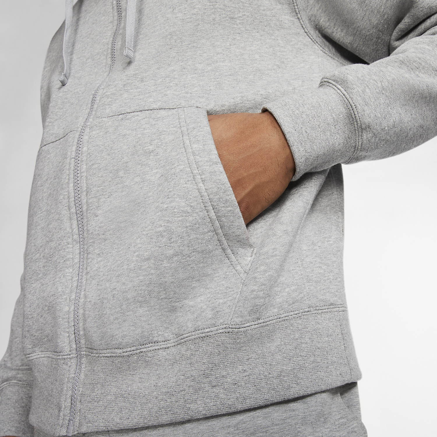 Nike Men's Sportswear Club Fleece Full-Zip Hoodie - Dark Grey Heather/Matte Silver/White - M