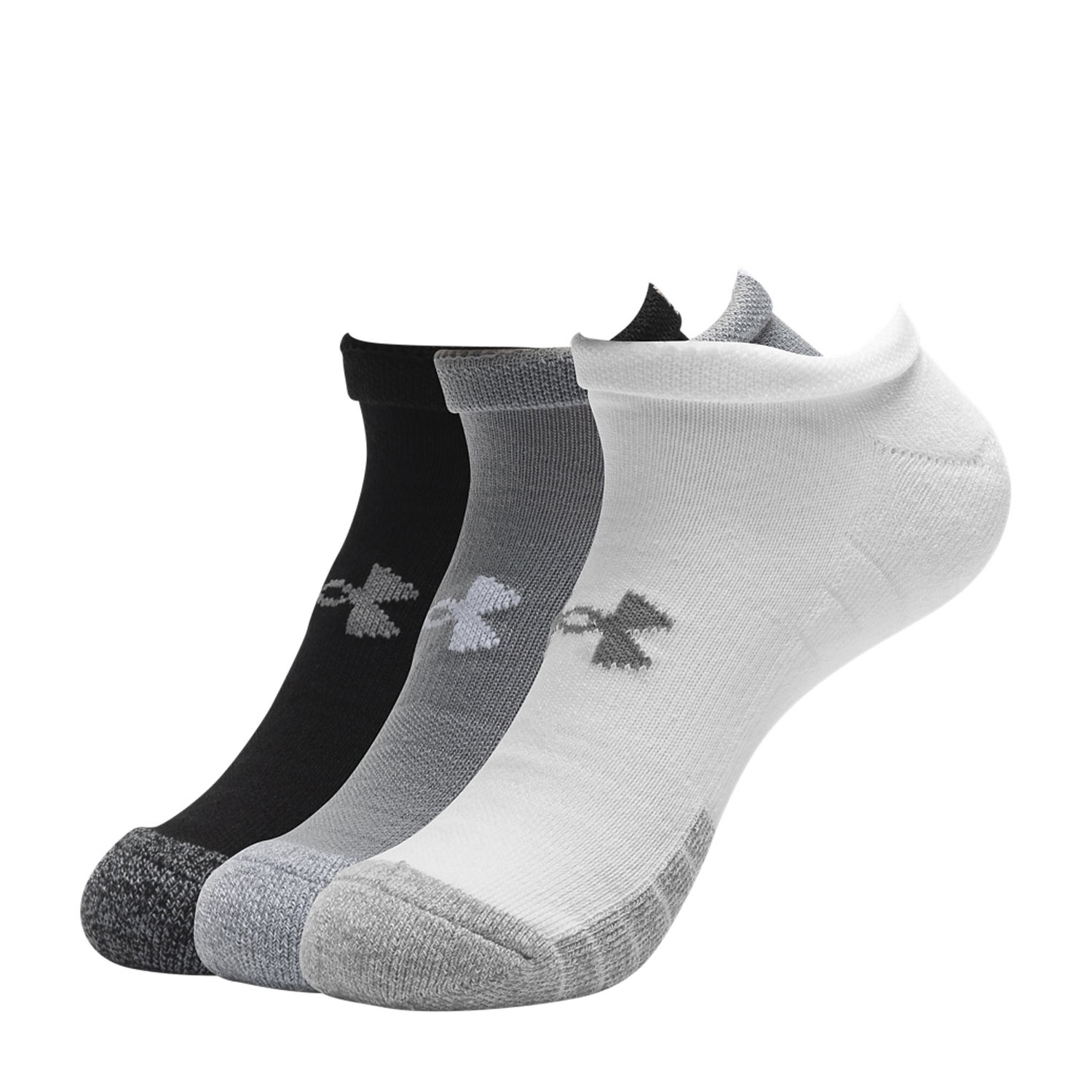 Under Armour HeatGear Logo x 3 Socks - Grey/Steel/White