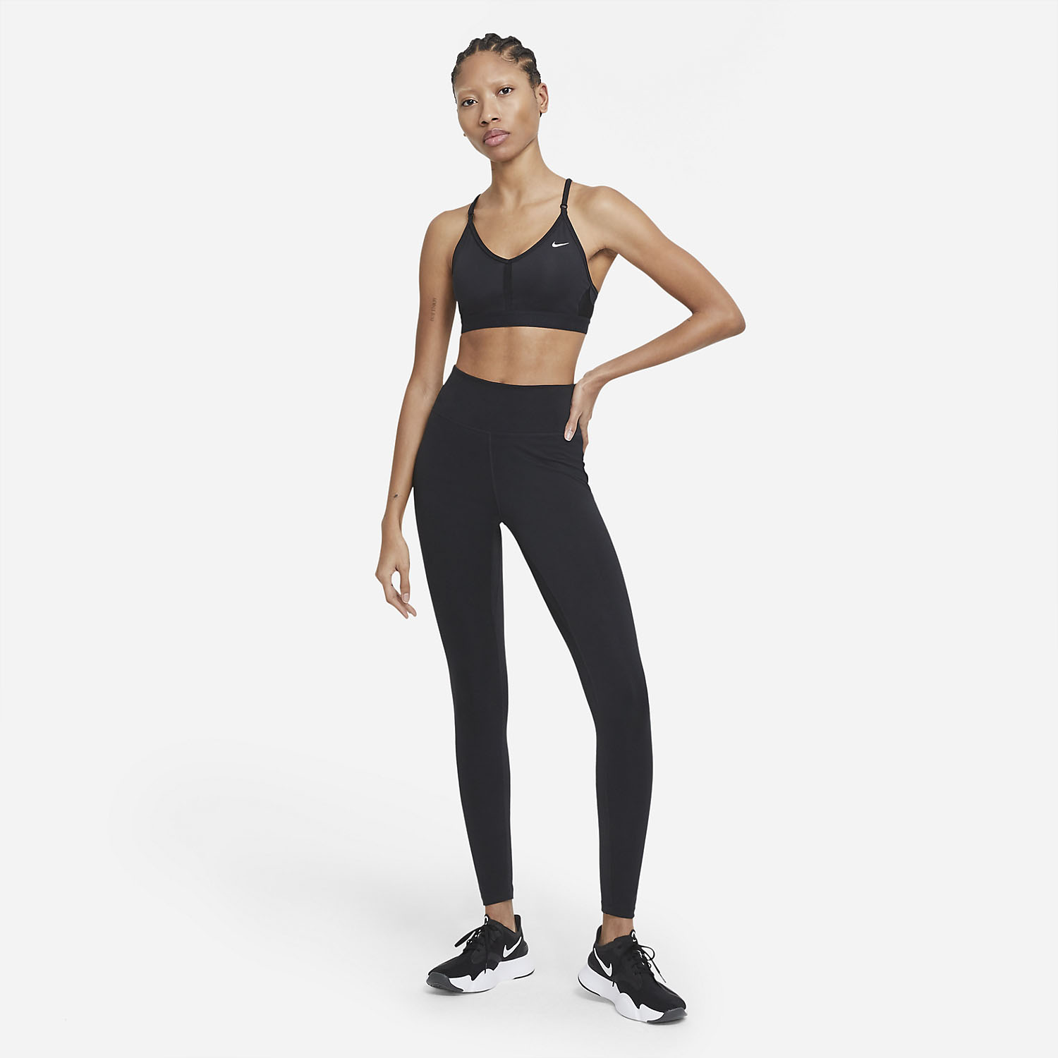 Nike Indy Logo Sports Bra - Black/White