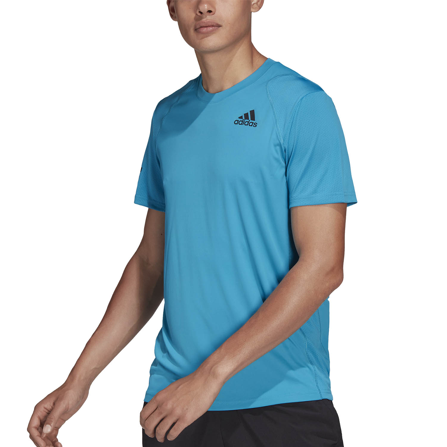 Adidas Club 3 Stripes Men S Tennis T Shirt Sonic Aqua Black