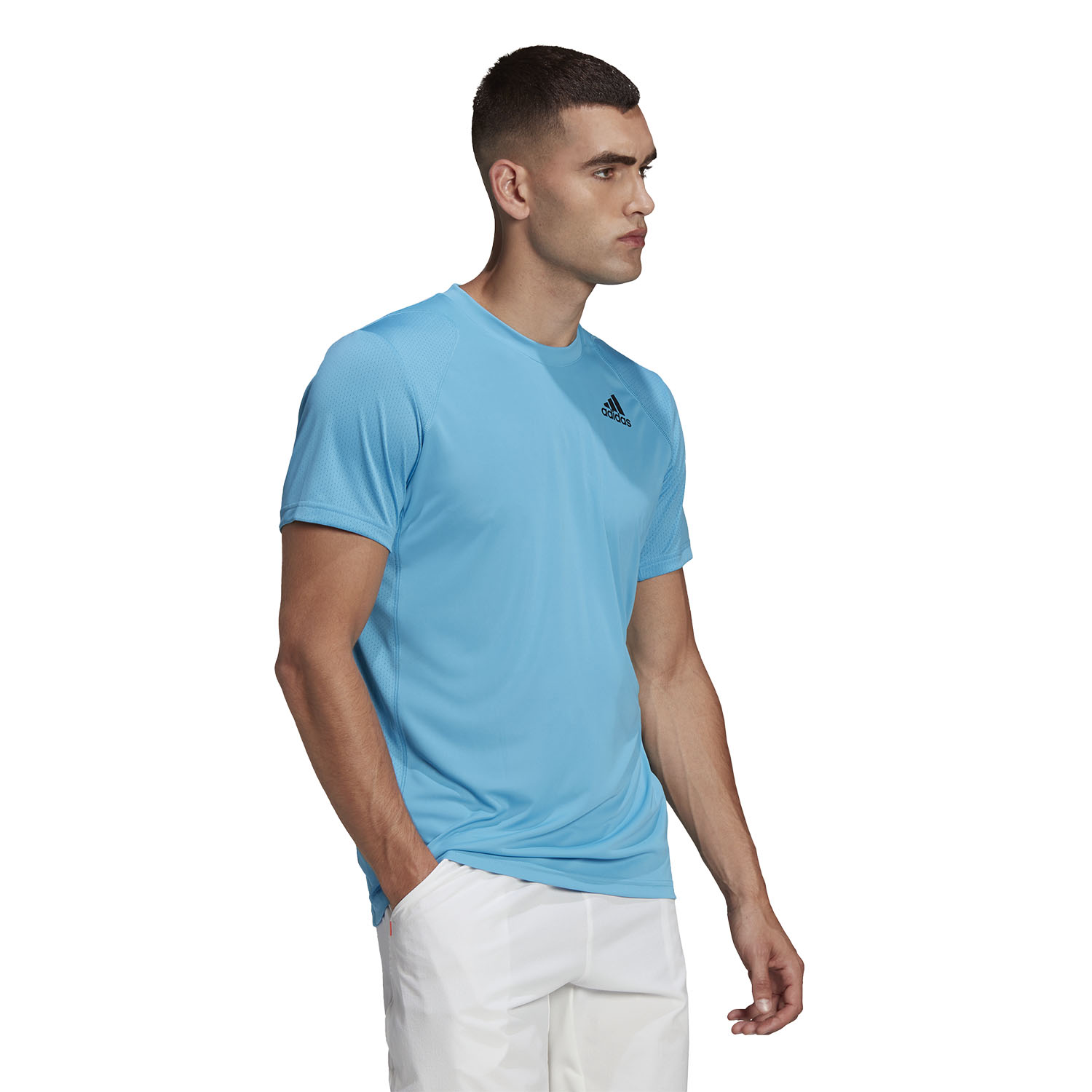 adidas Club Logo Men's Tennis T-Shirt App Sky Rush/Black