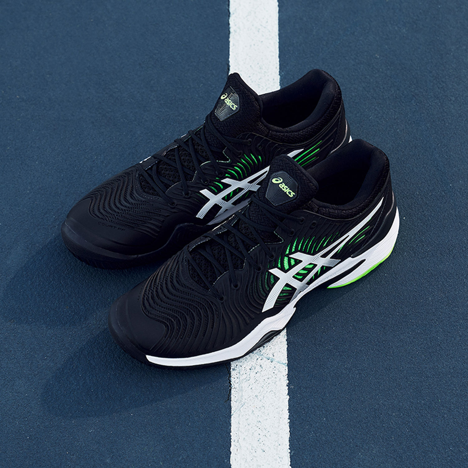 Asics Court FF 2 Men s Tennis Shoes Black Green Gecko