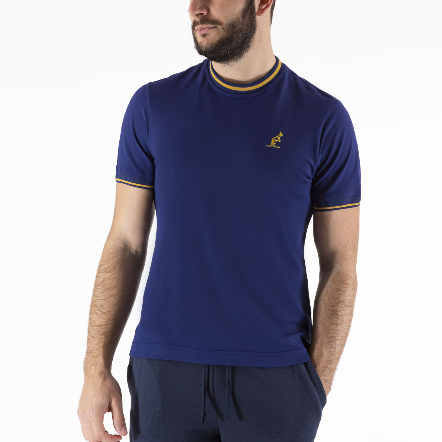 Australian Piquet Men's Tennis T-Shirt - Kosmo Blue/Orange