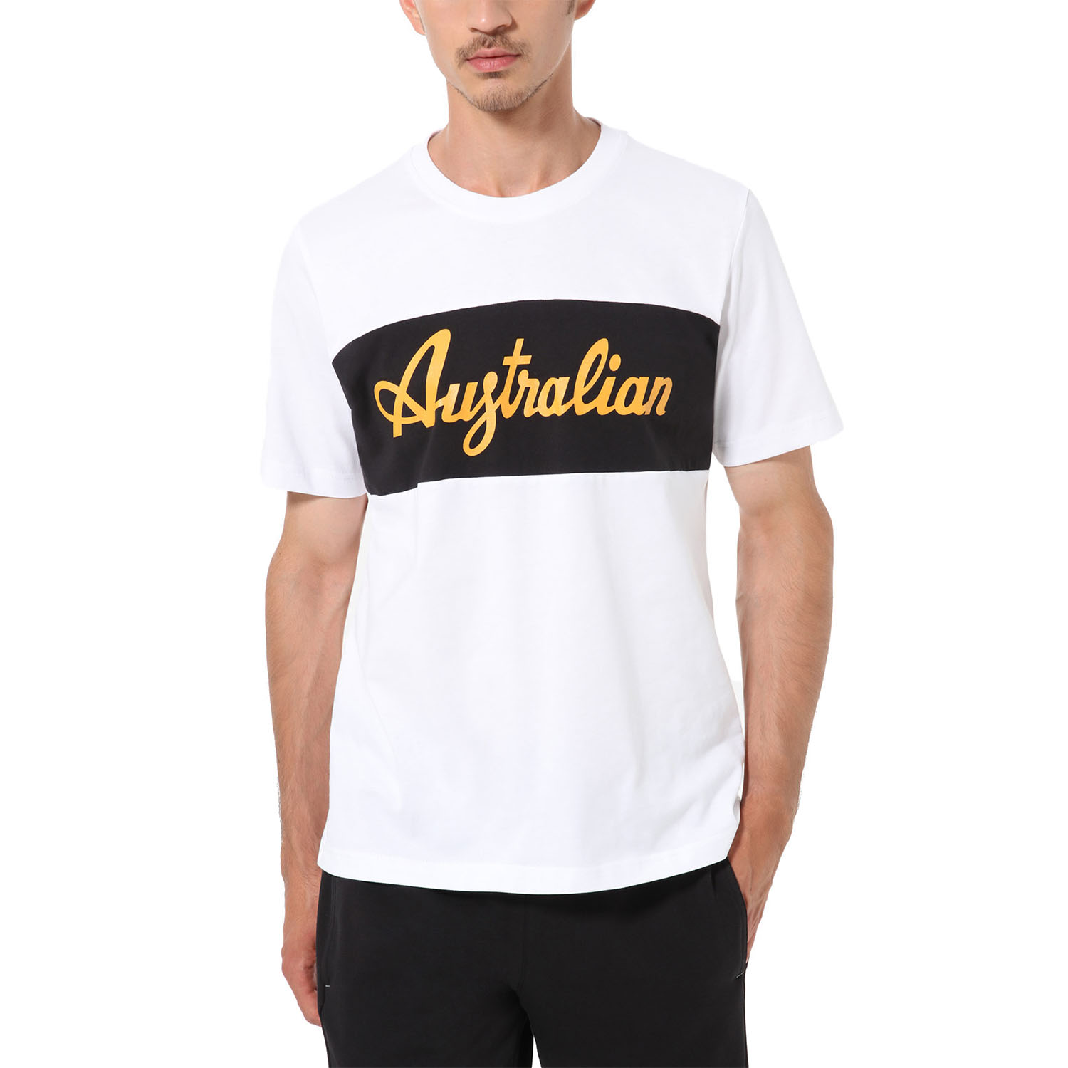 Australian Print Men's Tennis T-Shirt - Bianco/Girasole