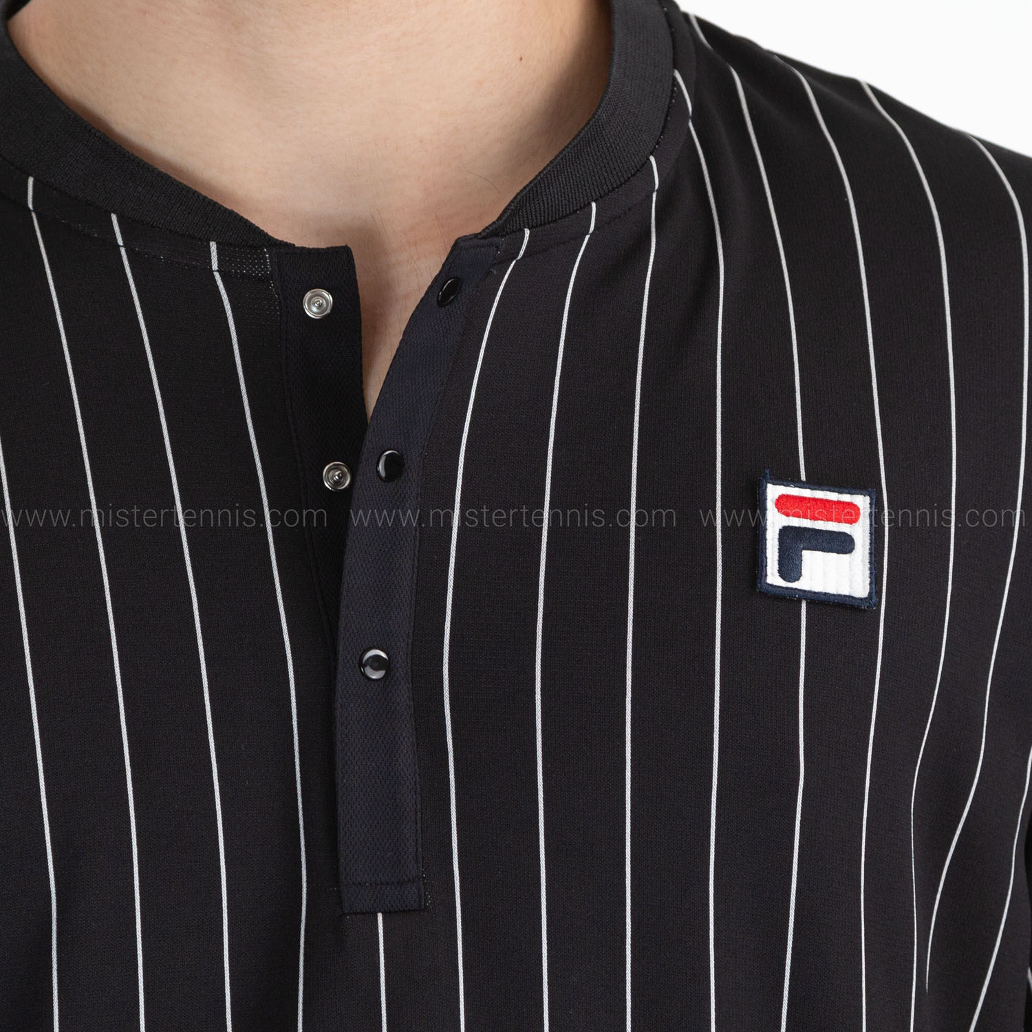 Fila Tshirt Fila Striped Shirt Fila Stripes Button Men's Tennis T-Shirt
