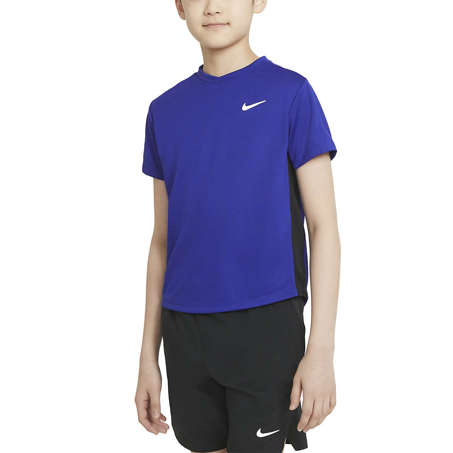 pantalla Entretenimiento Investigación Nike Court Dri-FIT Victory Camiseta de Tenis Niño - Concord/Black/White