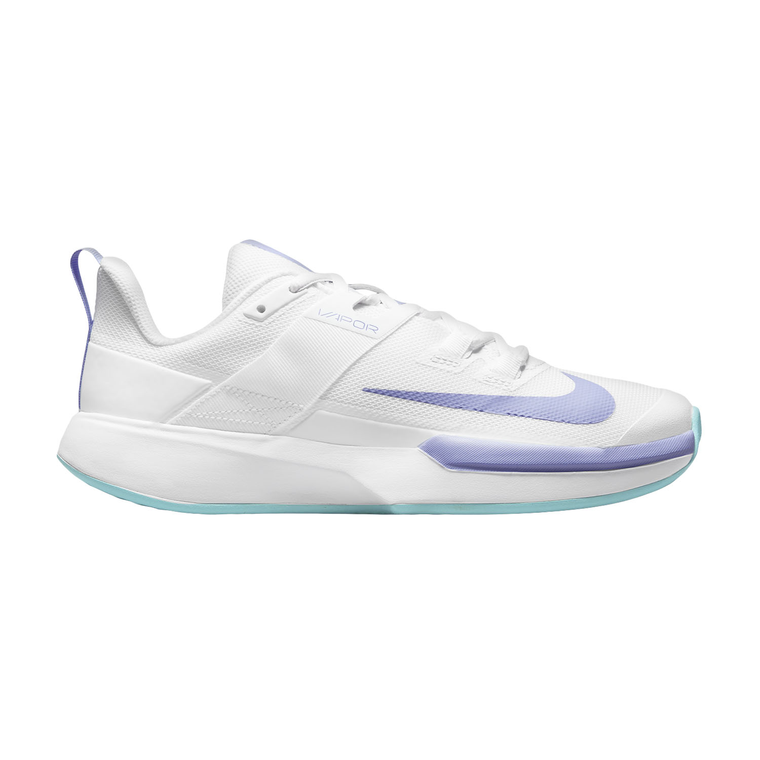 white and purple nike shoes