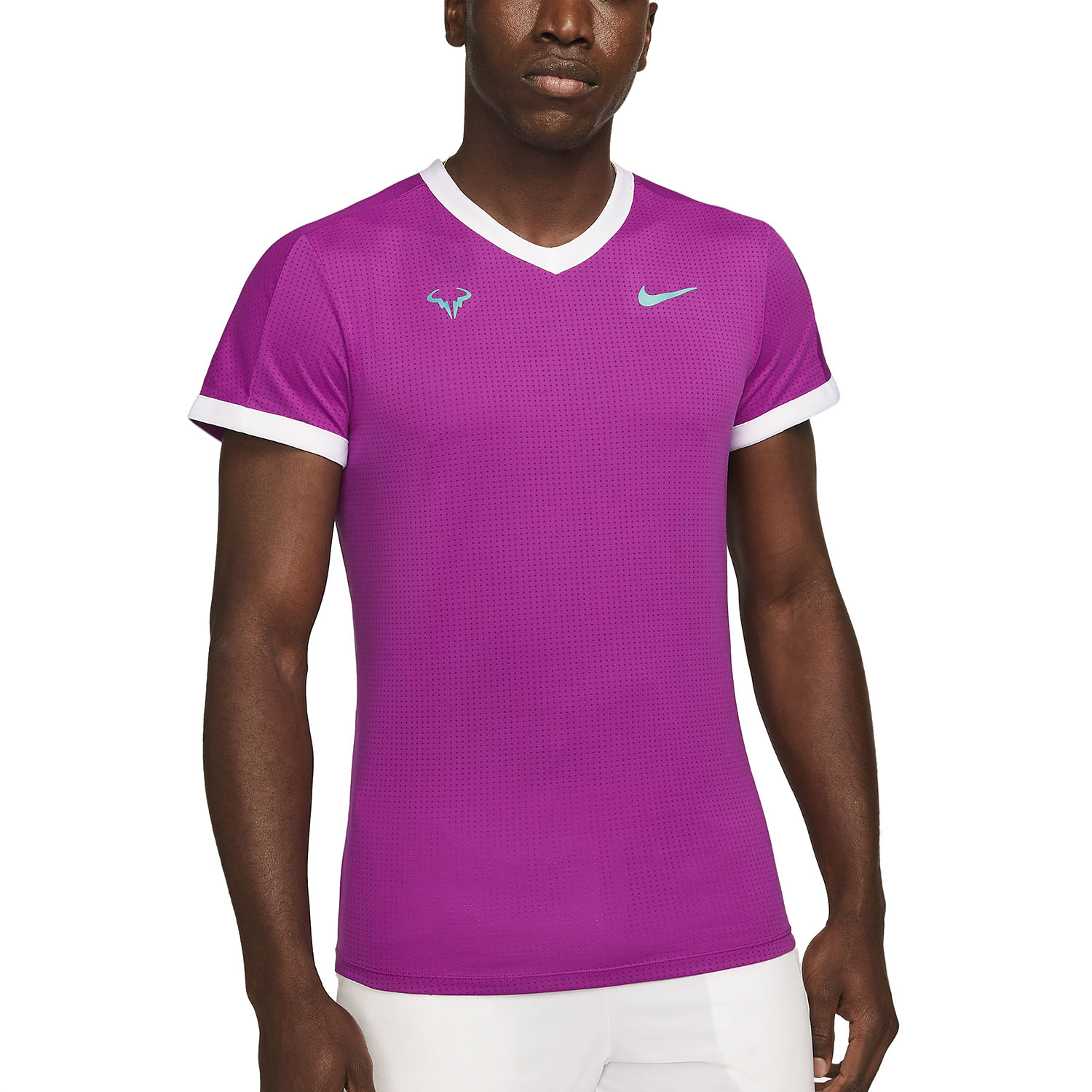 Nike Dri-FIT ADV Rafa Men's Tennis T-Shirt - Red Plum/White