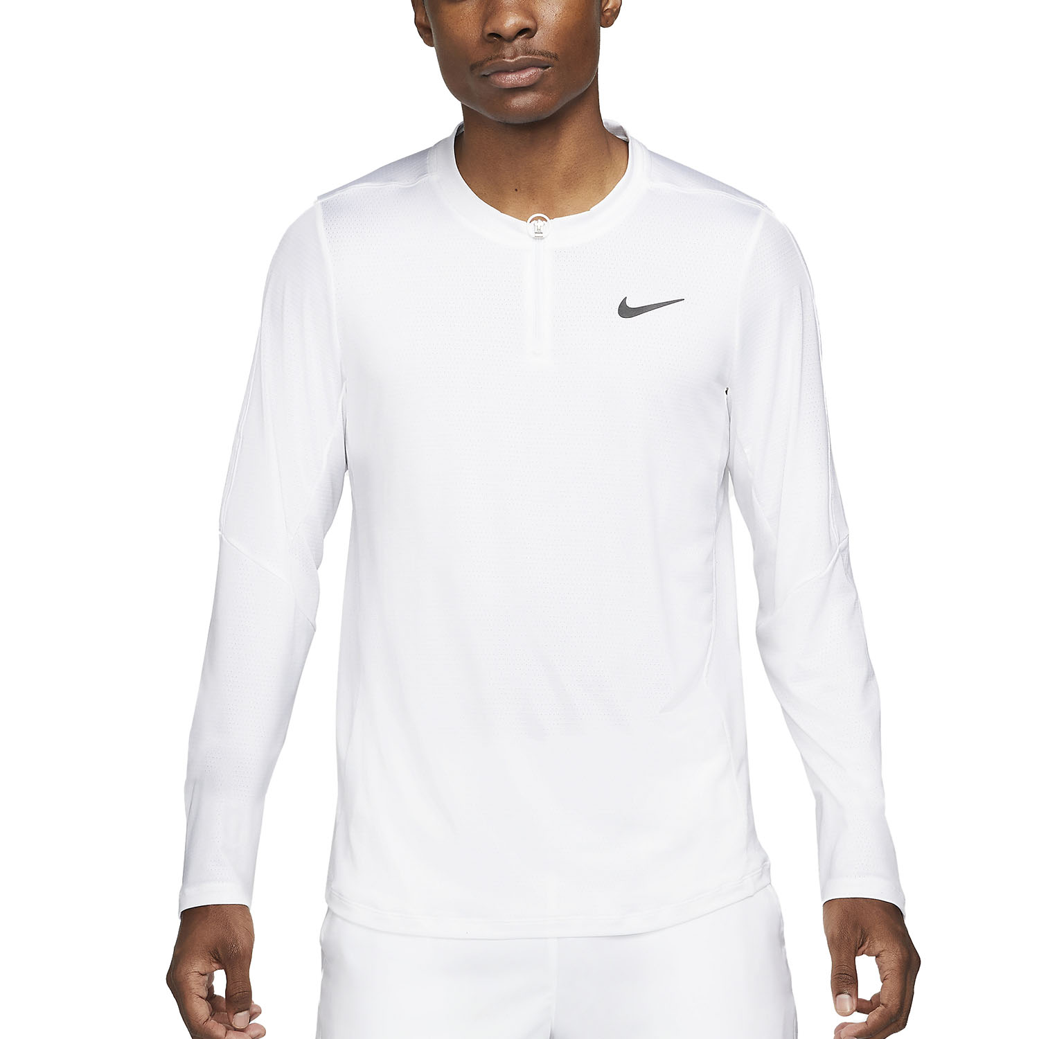 Escupir dedo índice Preferencia Nike Dri-FIT Advantage Camisa de Tenis Hombre - White/Black
