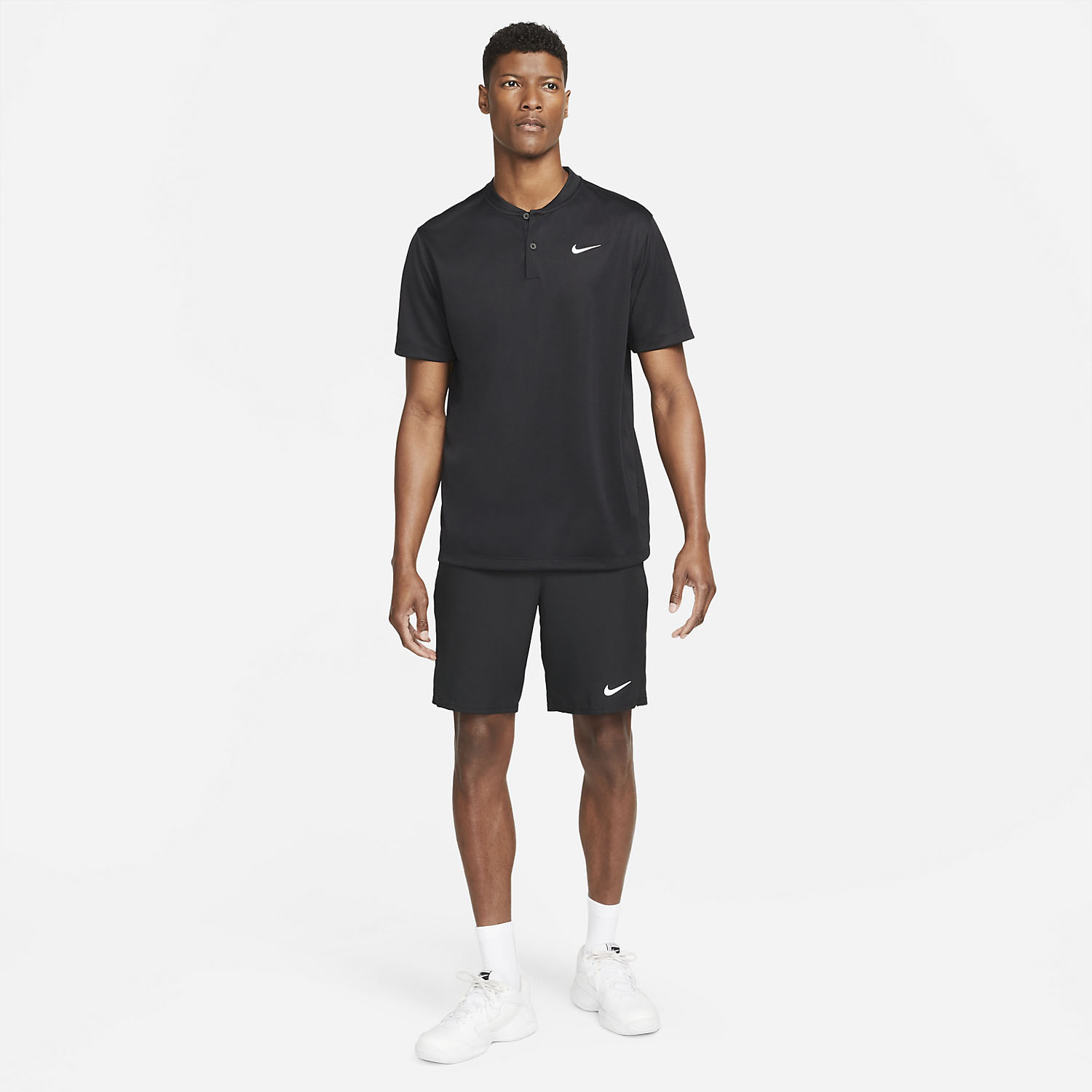 Nike Dri-FIT Blade Solid Men's Tennis Polo - Black/White