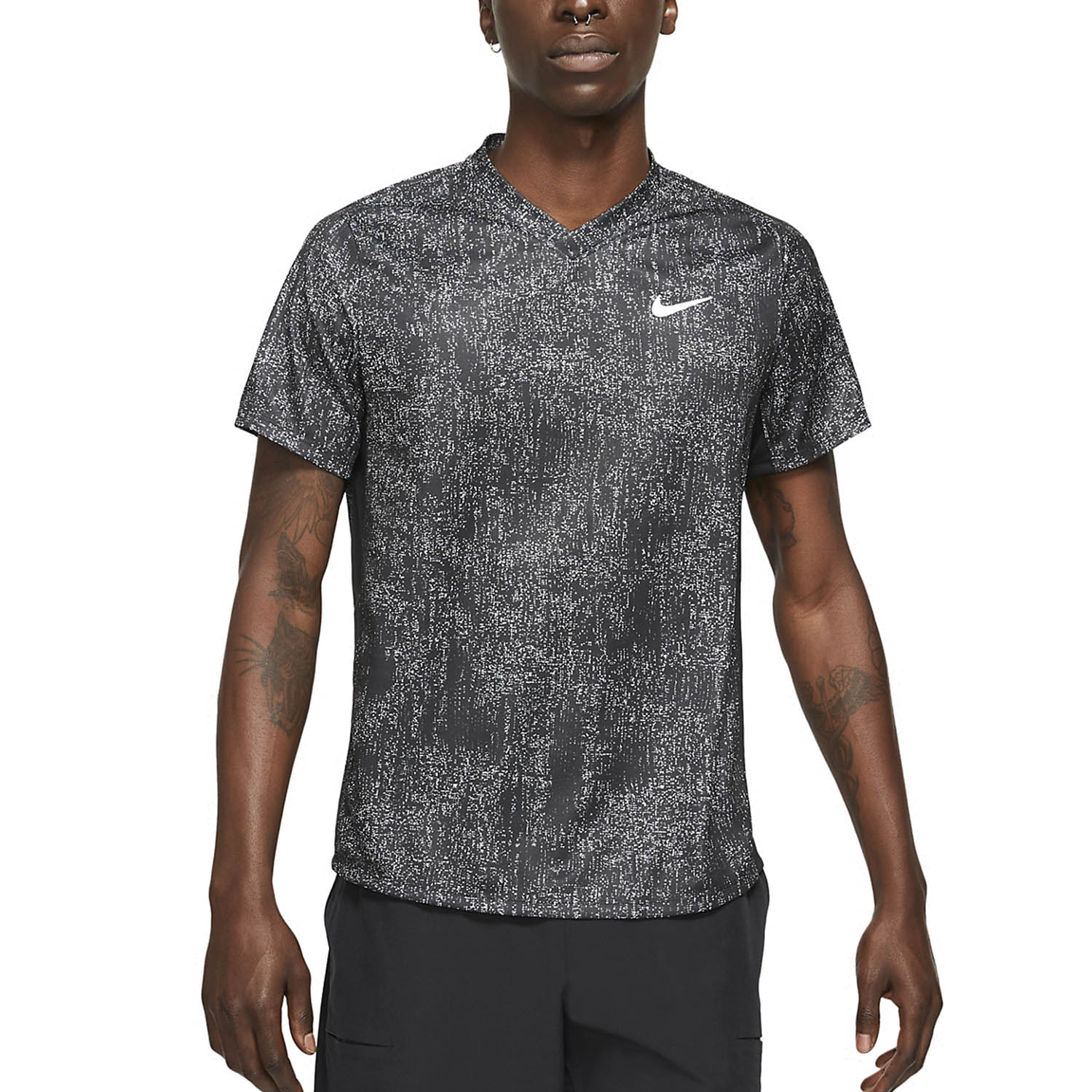 Nike Dri-FIT Print Men's Tennis T-Shirt - Black/White