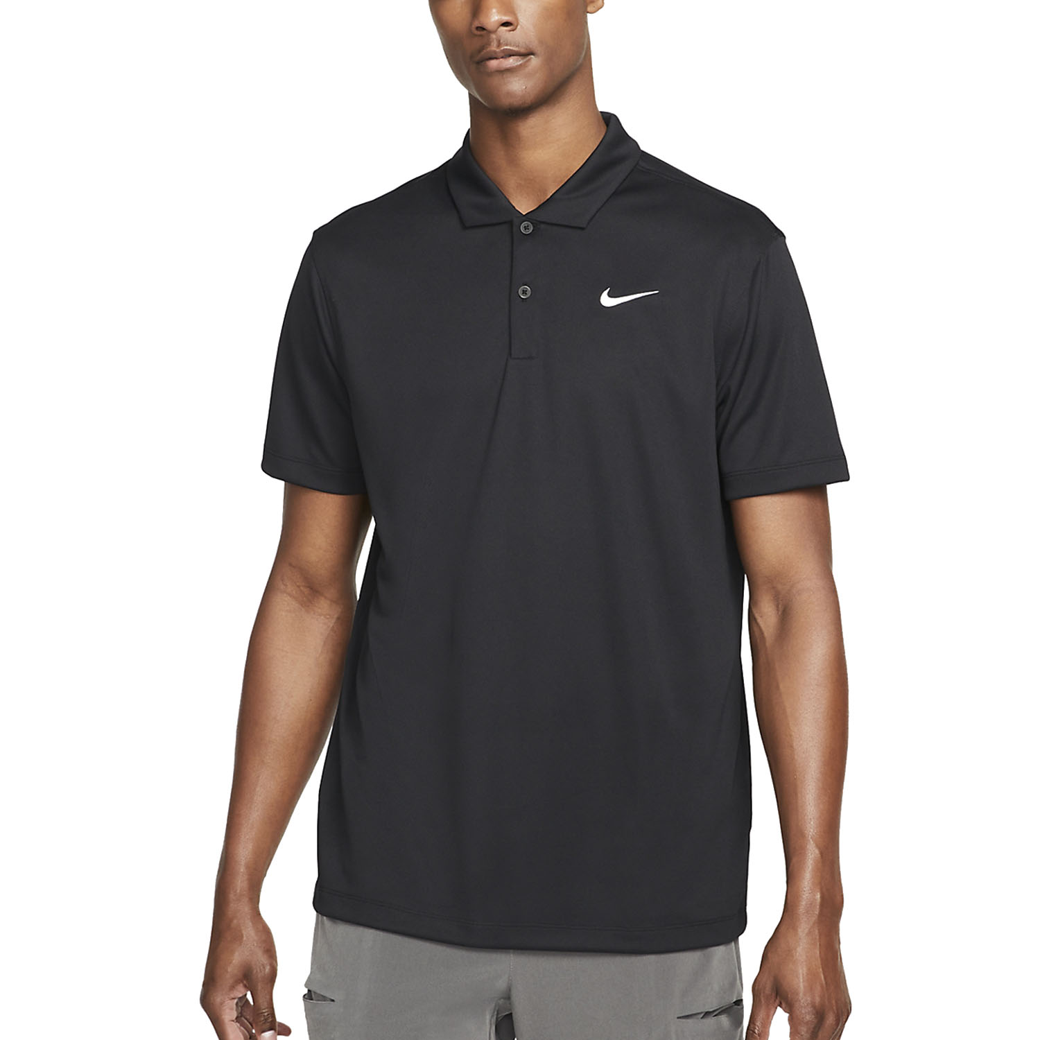 Nike Dri-FIT Solid Logo Polo - Black/White