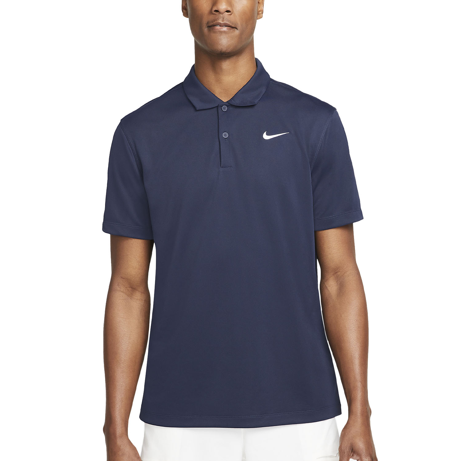 Nike Dri-FIT Solid Logo Polo - Obsidian/White