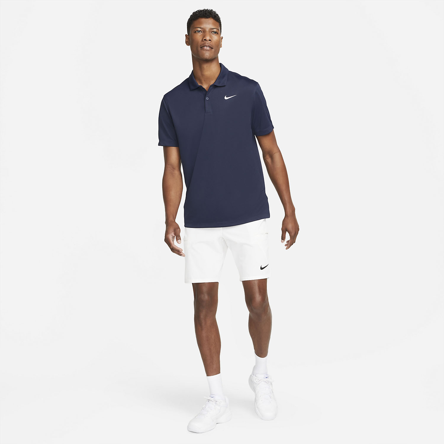 Nike Dri-FIT Solid Logo Polo - Obsidian/White