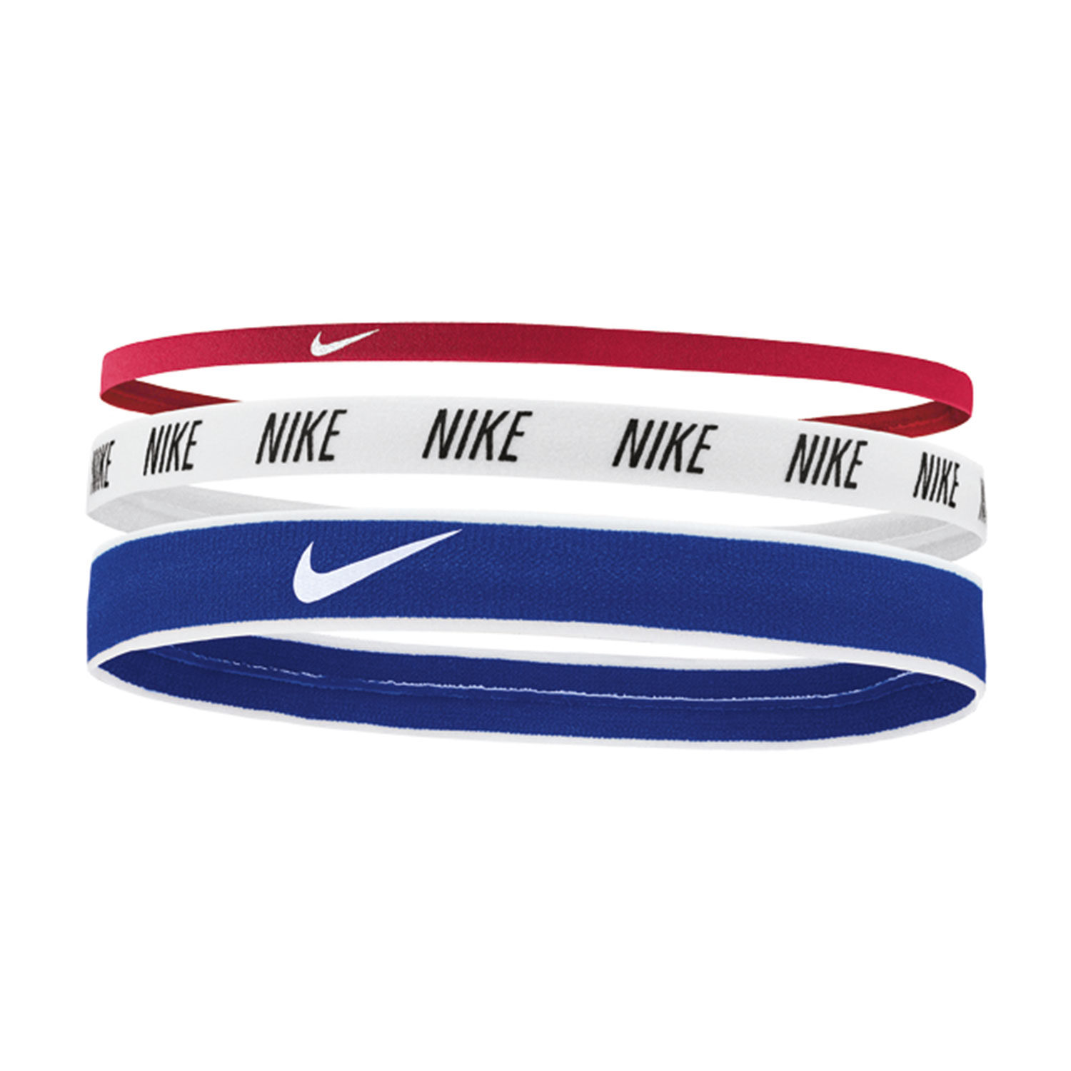 Nike Logo x 3 Tennis Hairbands - Gym Red/White/Game Royal