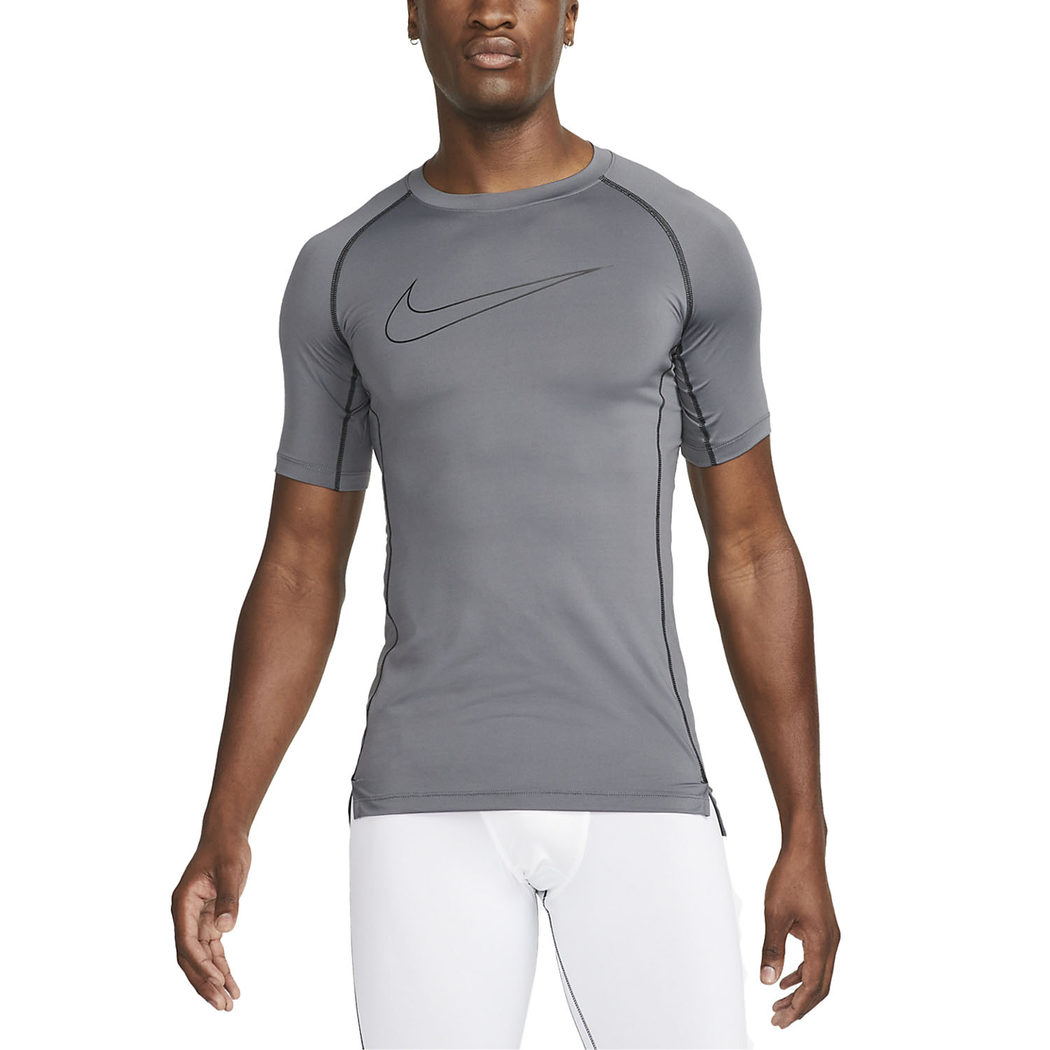 Meyella Accesible Auto Nike Pro Logo Camiseta de Tenis Hombre - Iron Grey/Black
