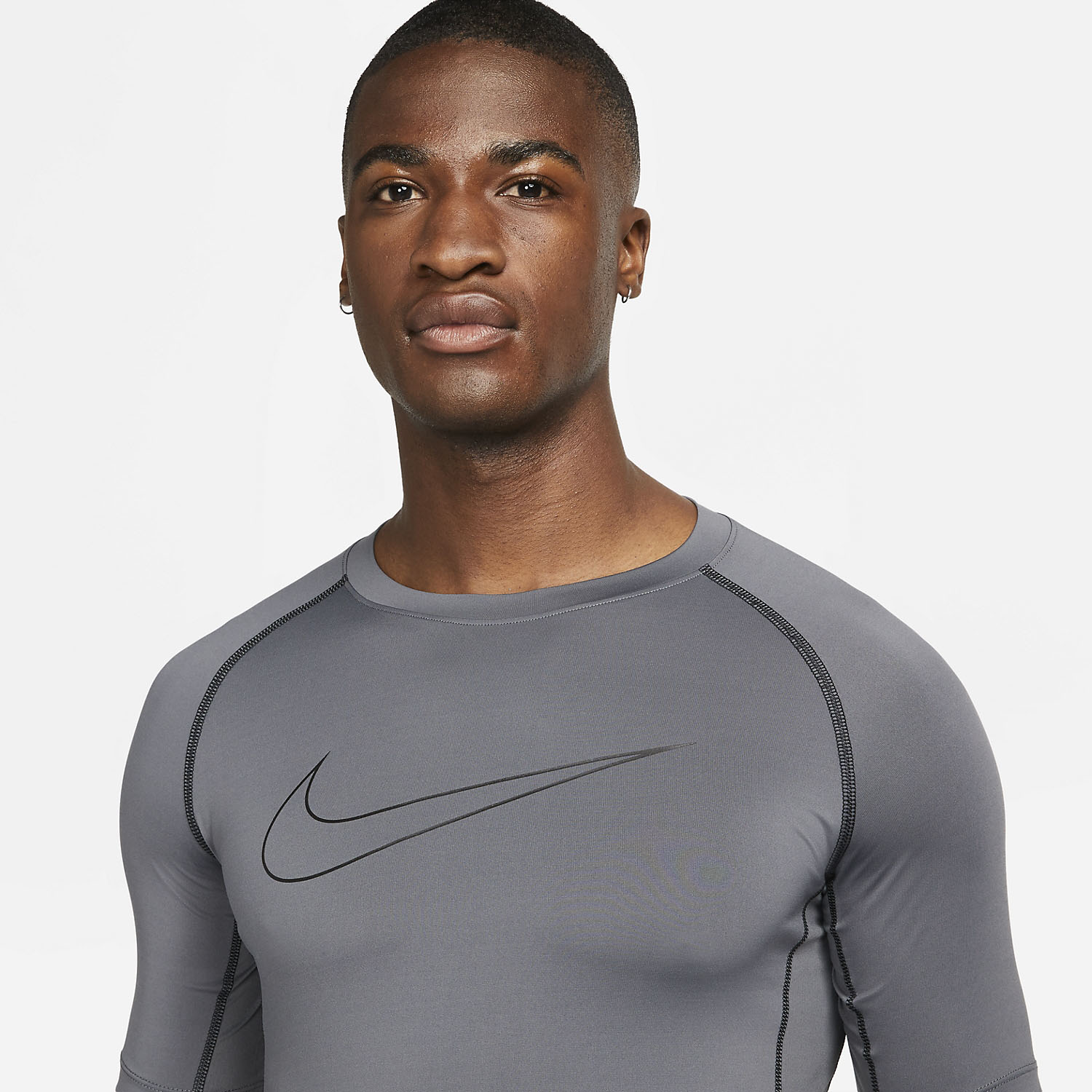 Nike Pro Logo Camiseta de Hombre - Grey/Black