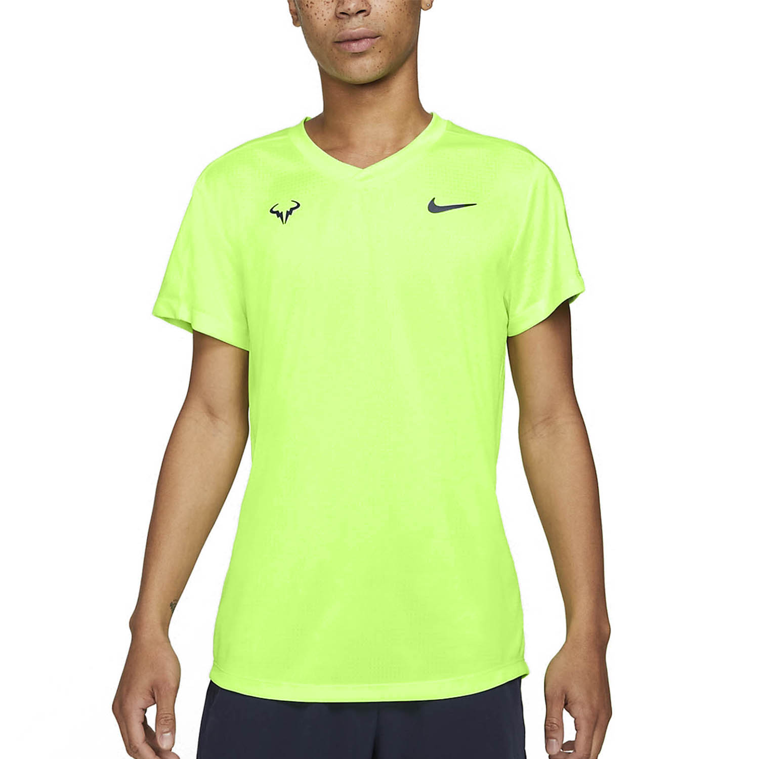 Nike Rafa Challenger Men's Tennis T-Shirt Lime Glow/Obsidian
