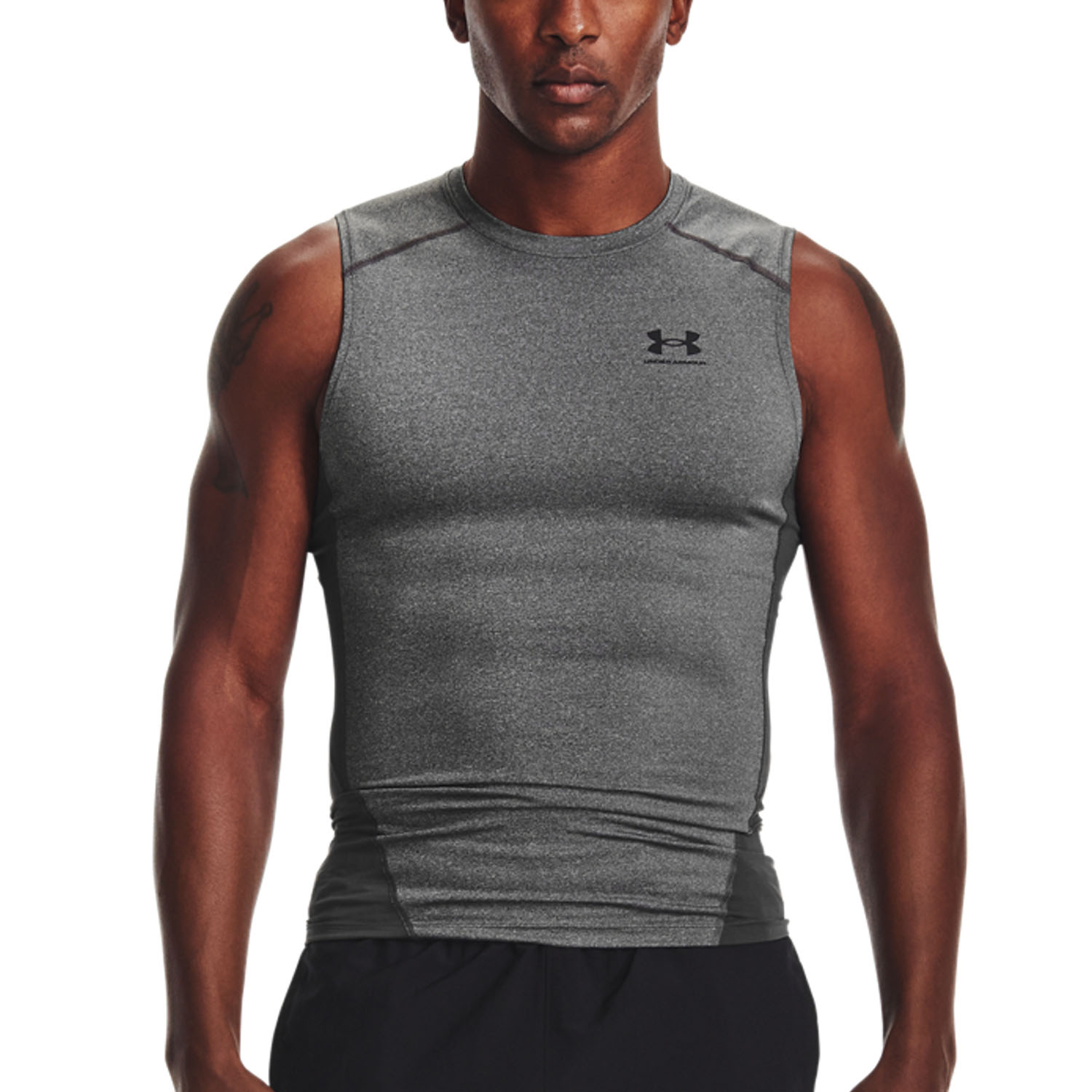 Under Armour HeatGear Compression Tank - Carbon Heather/Black